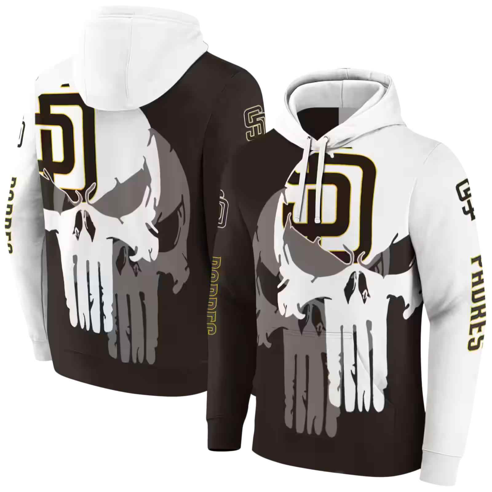 san diego padres graphic punisher brown white hoodie fashion forward