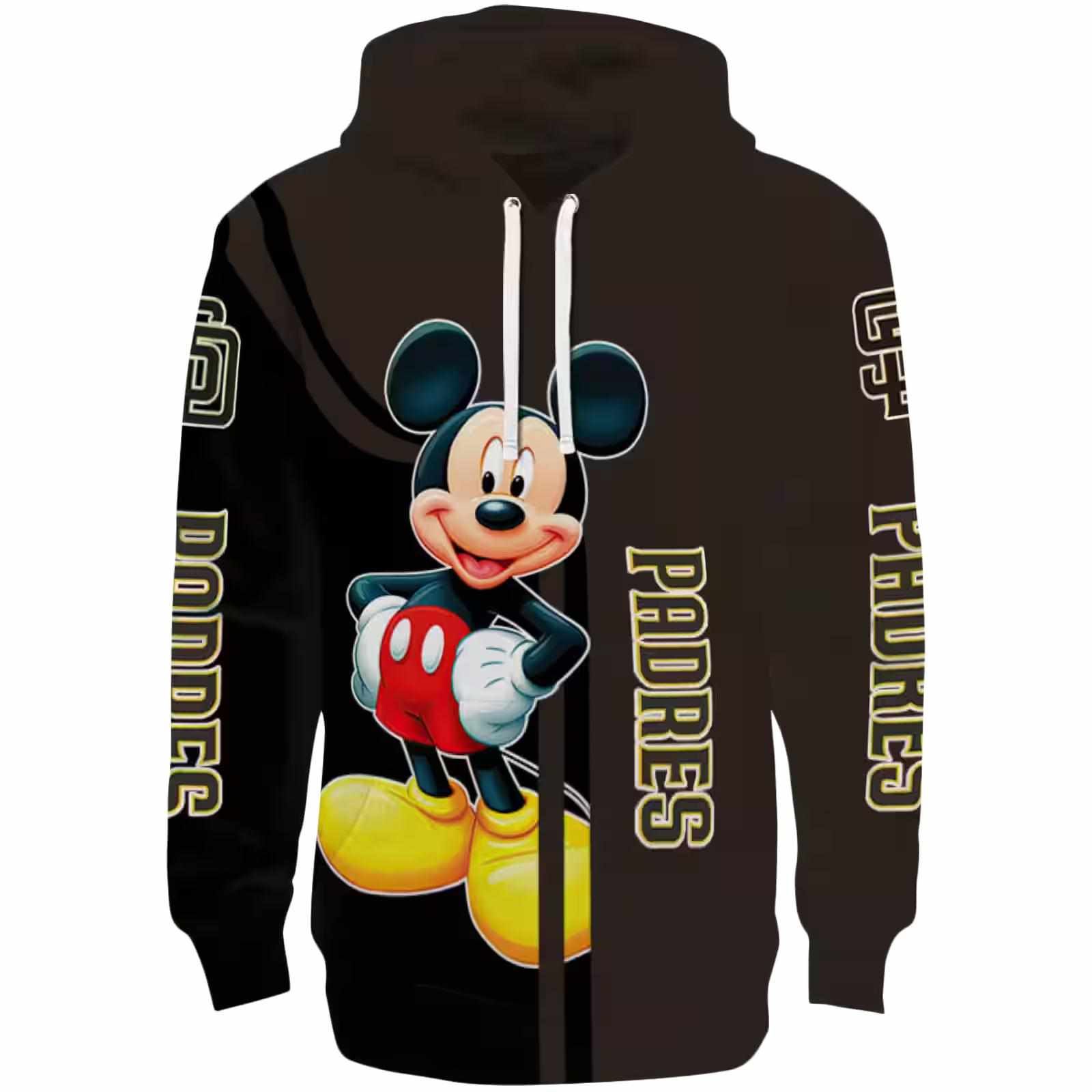 San Diego Padres Mickey Mouse Brown Black Hoodie