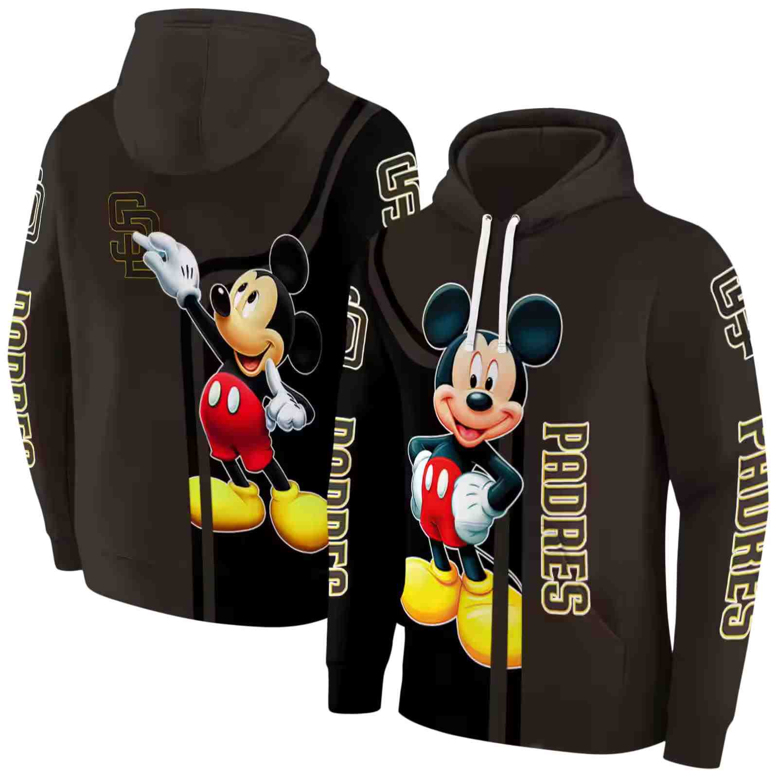 san diego padres mickey mouse brown black hoodie fashion forward