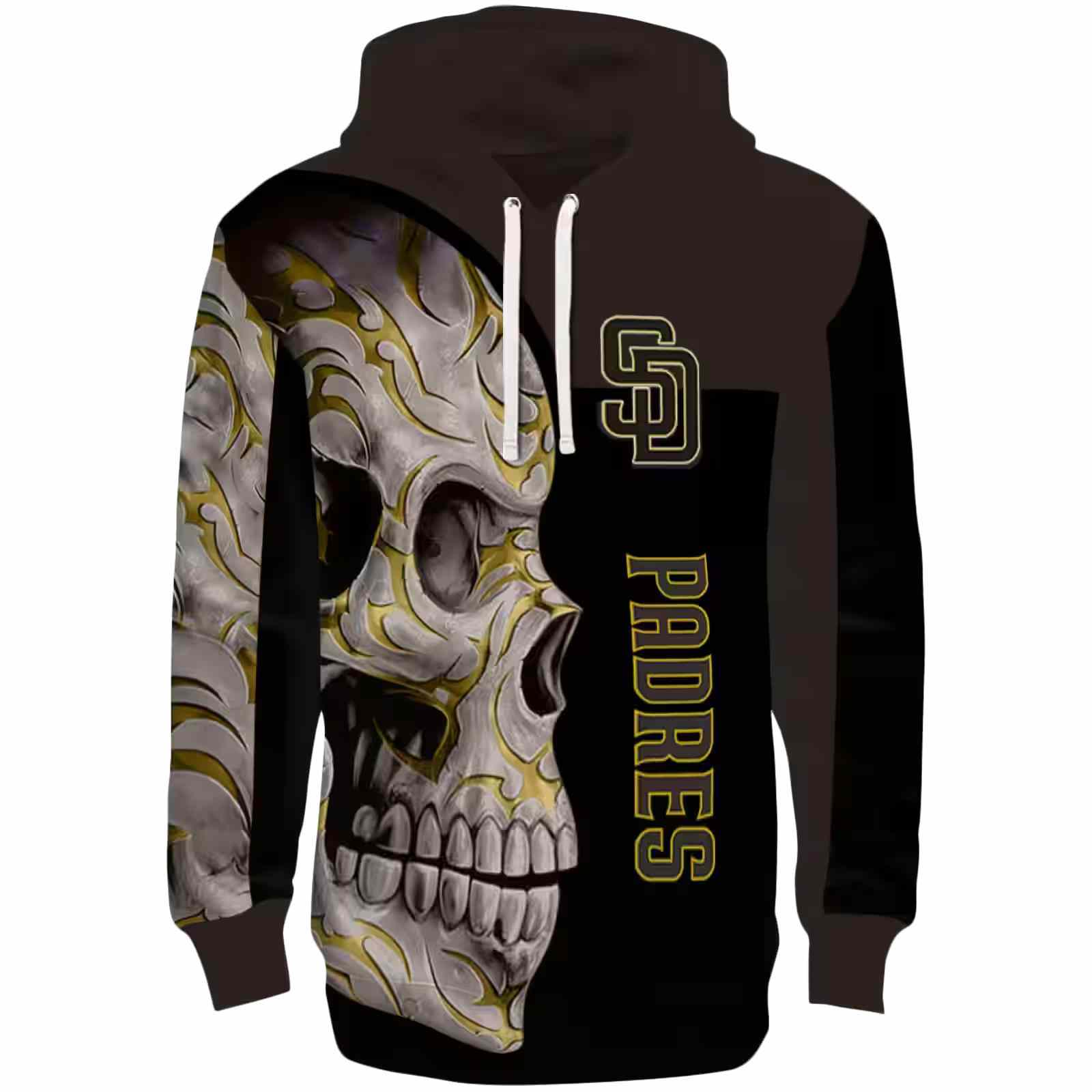 San Diego Padres Skull Motif Brown Black Hoodie