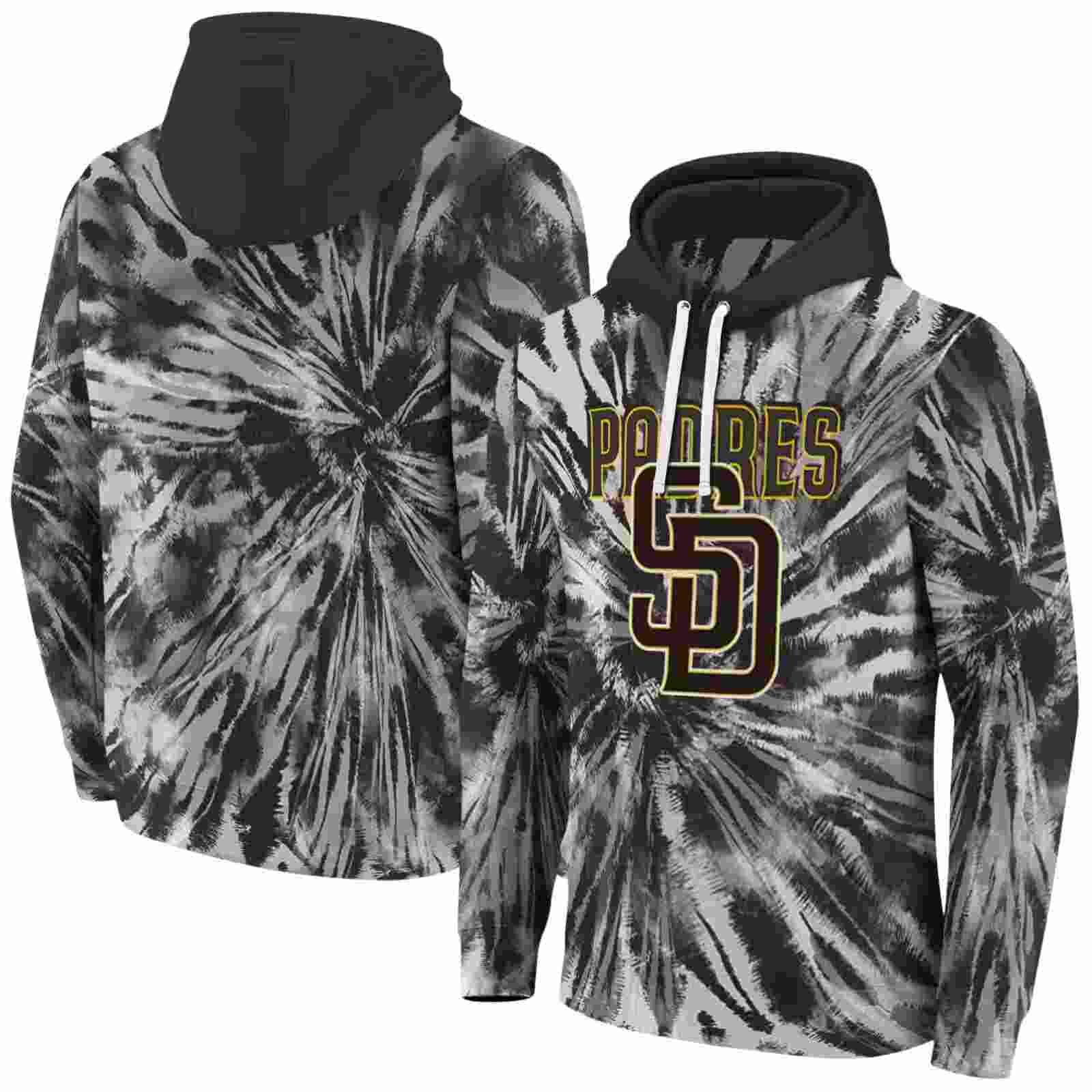 san diego padres tie dye pattern brown hoodie fashion forward