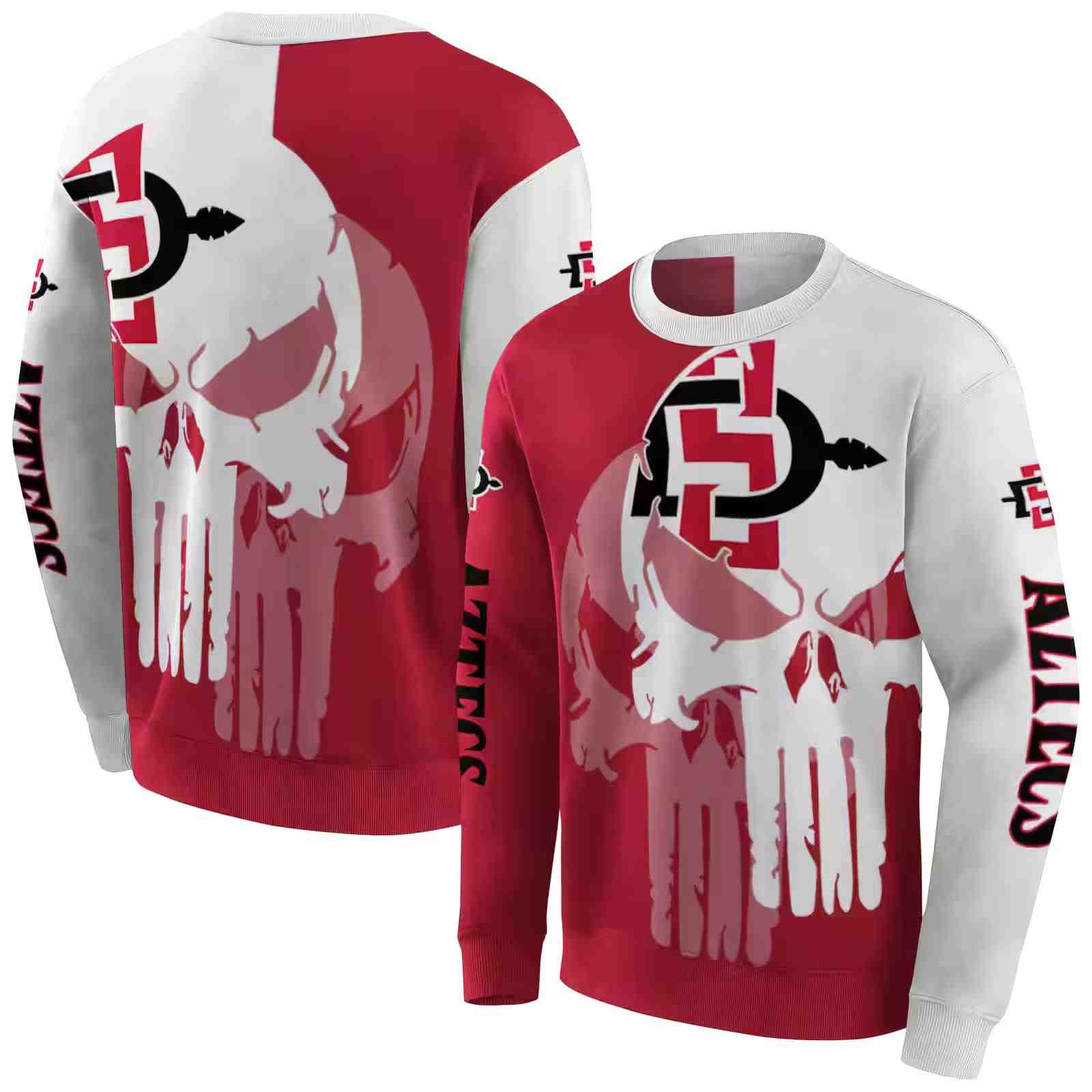 san diego state aztecs graphic punisher red white hoodie premium grade