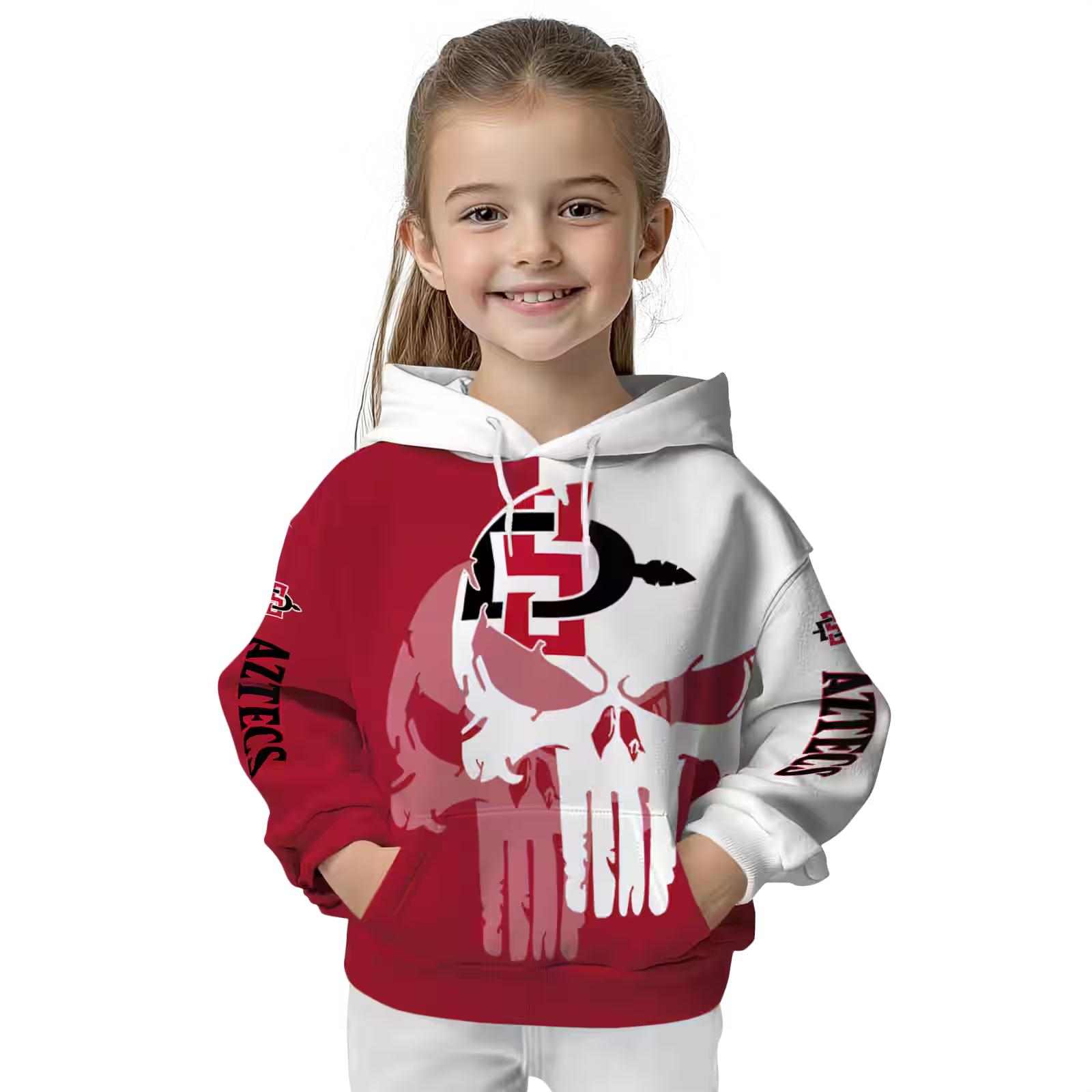 san diego state aztecs graphic punisher red white hoodie top rated