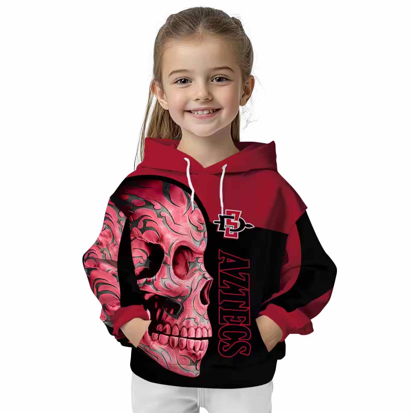 san diego state aztecs skull motif red black hoodie top rated