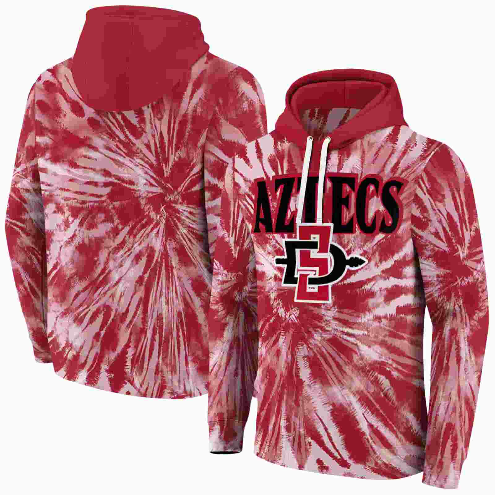 san diego state aztecs tie dye pattern red hoodie fashion forward