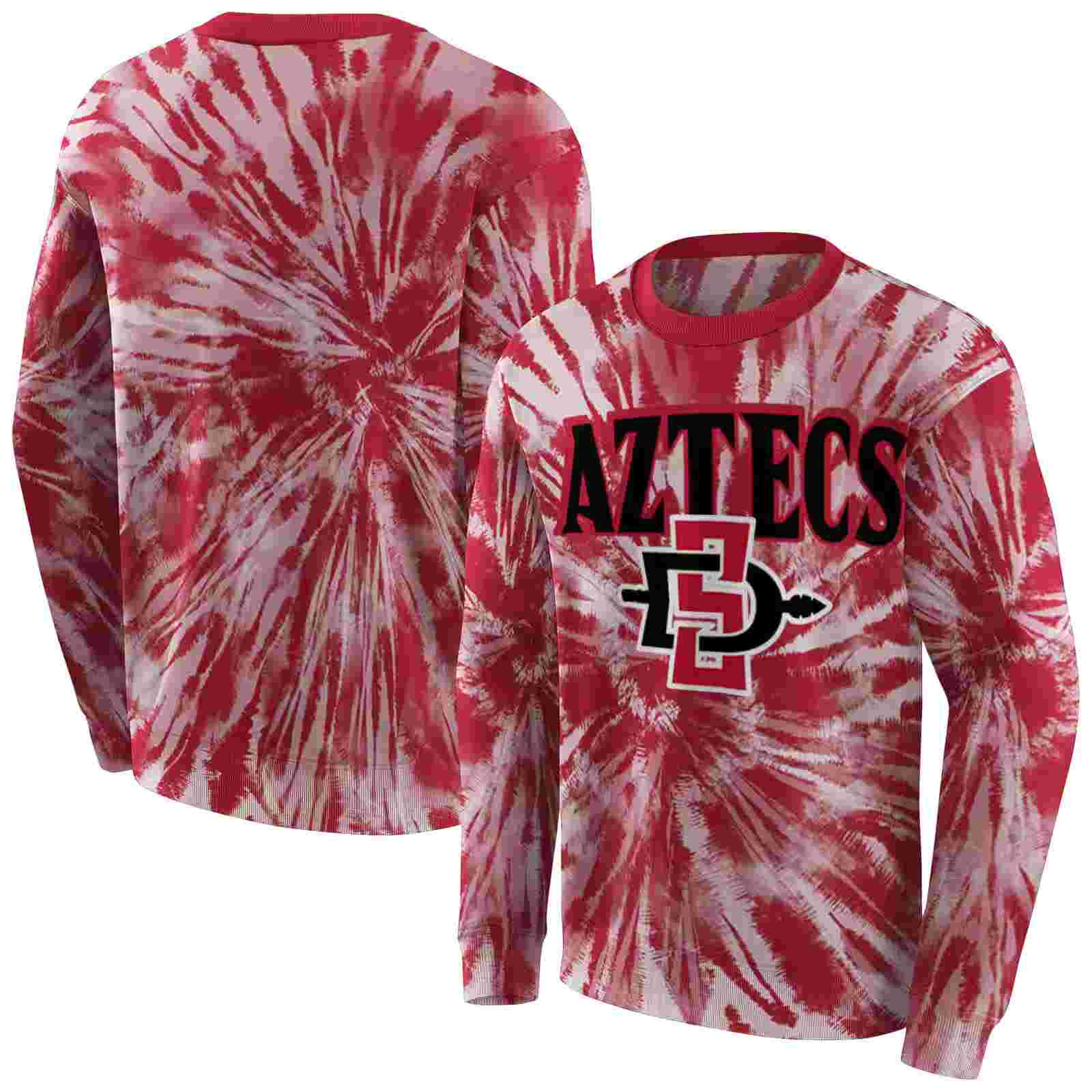 san diego state aztecs tie dye pattern red hoodie premium grade