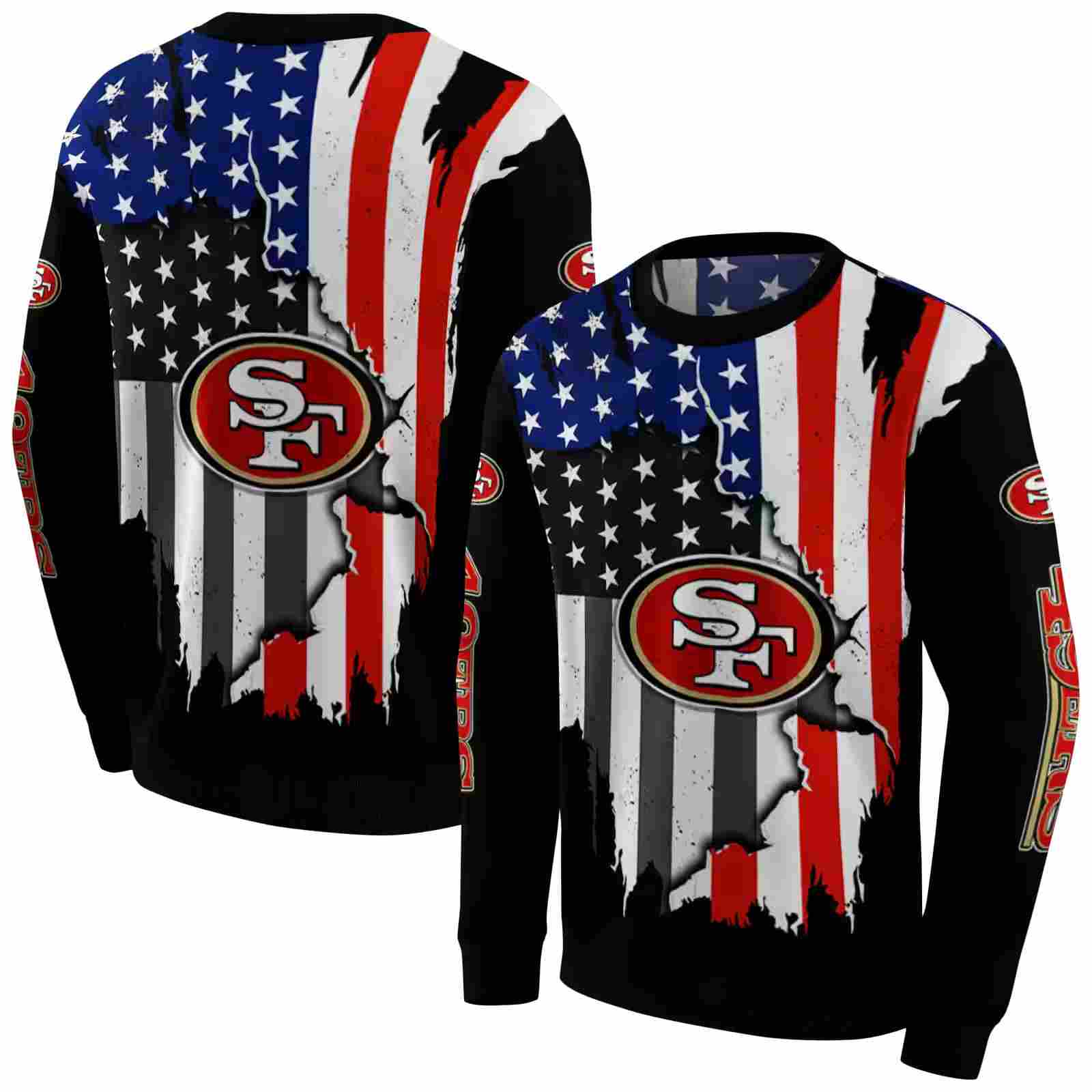 san francisco 49ers american pride black hoodie premium grade