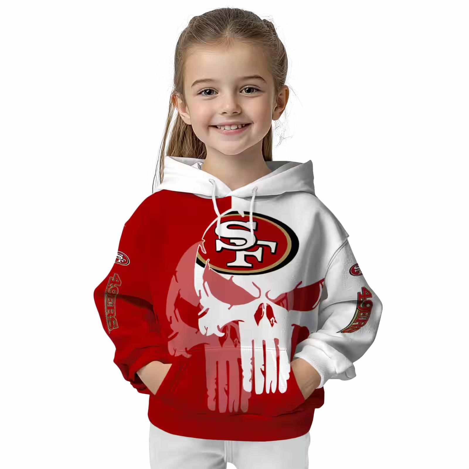 san francisco 49ers graphic punisher red white hoodie top rated