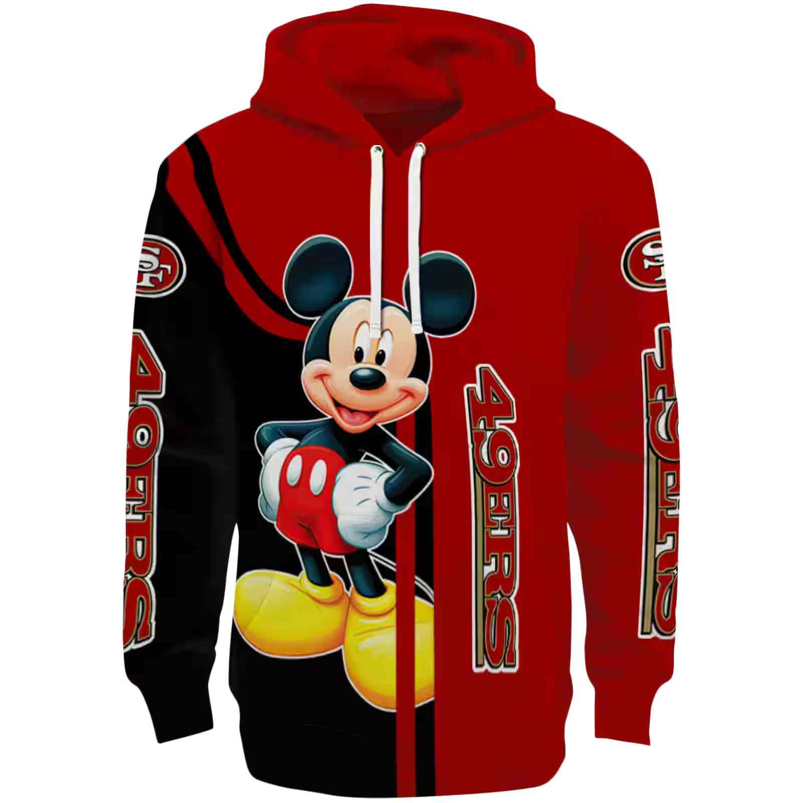 San Francisco 49ers Mickey Mouse Red Black Hoodie