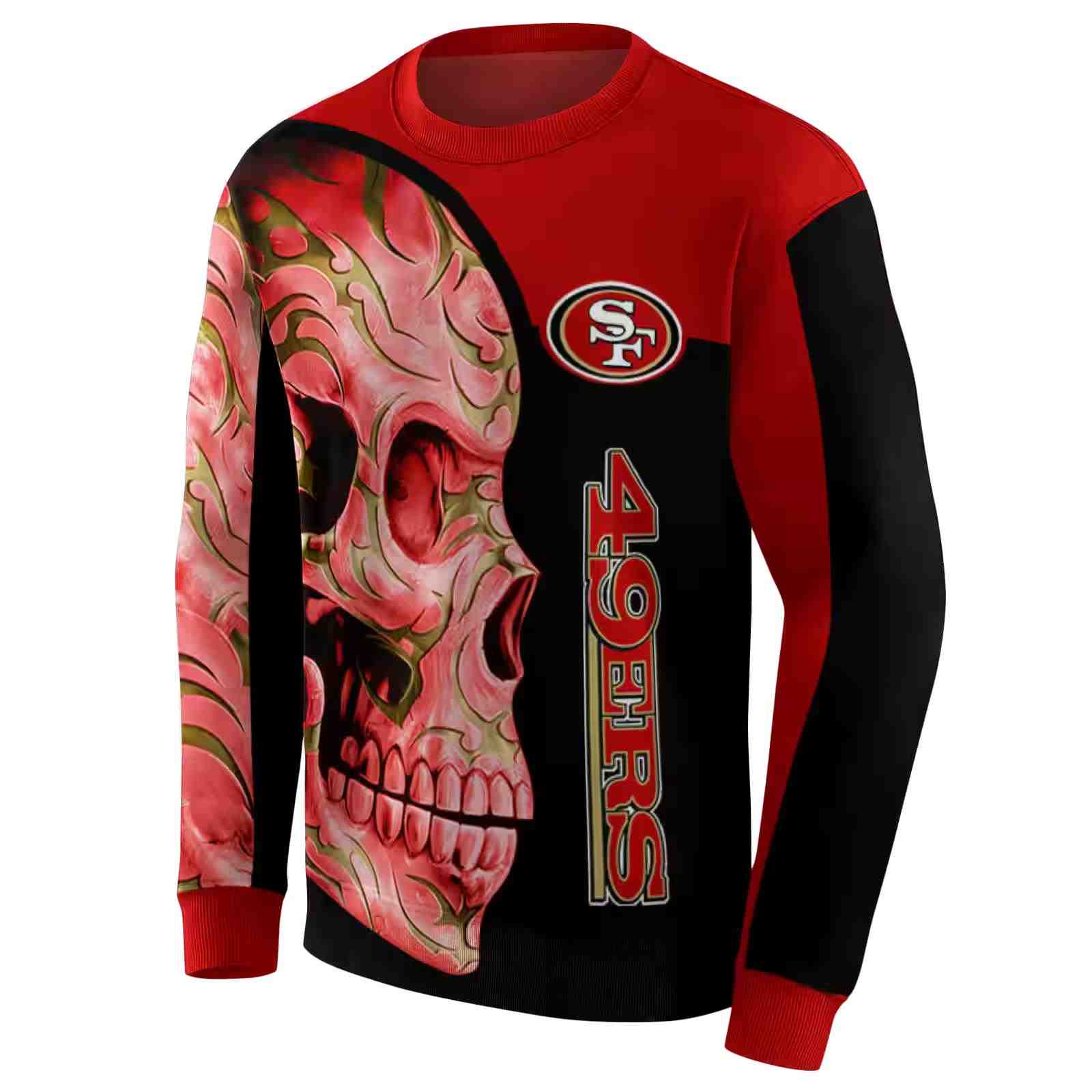 san francisco 49ers skull motif red black hoodie new arrival