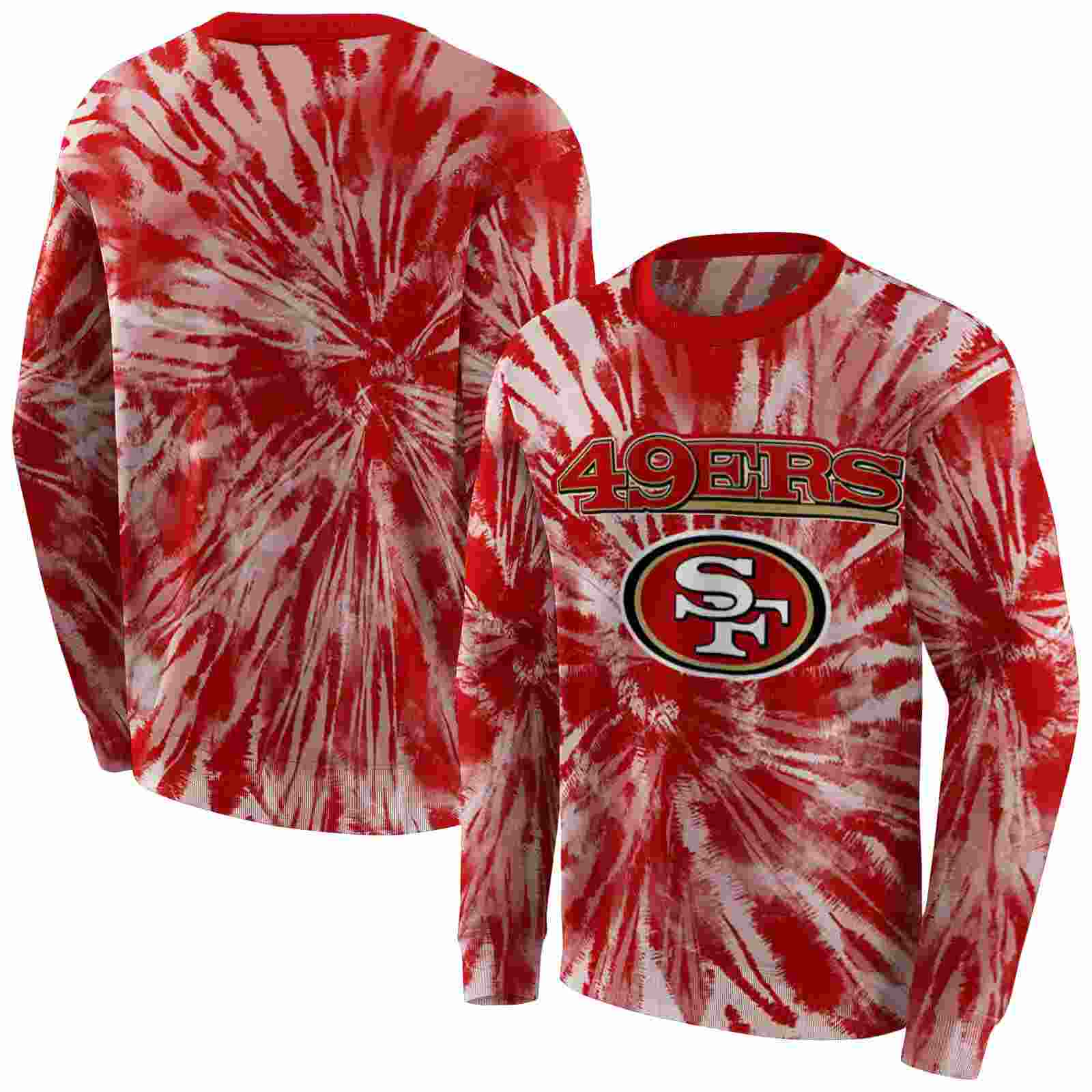 san francisco 49ers tie dye pattern red hoodie premium grade