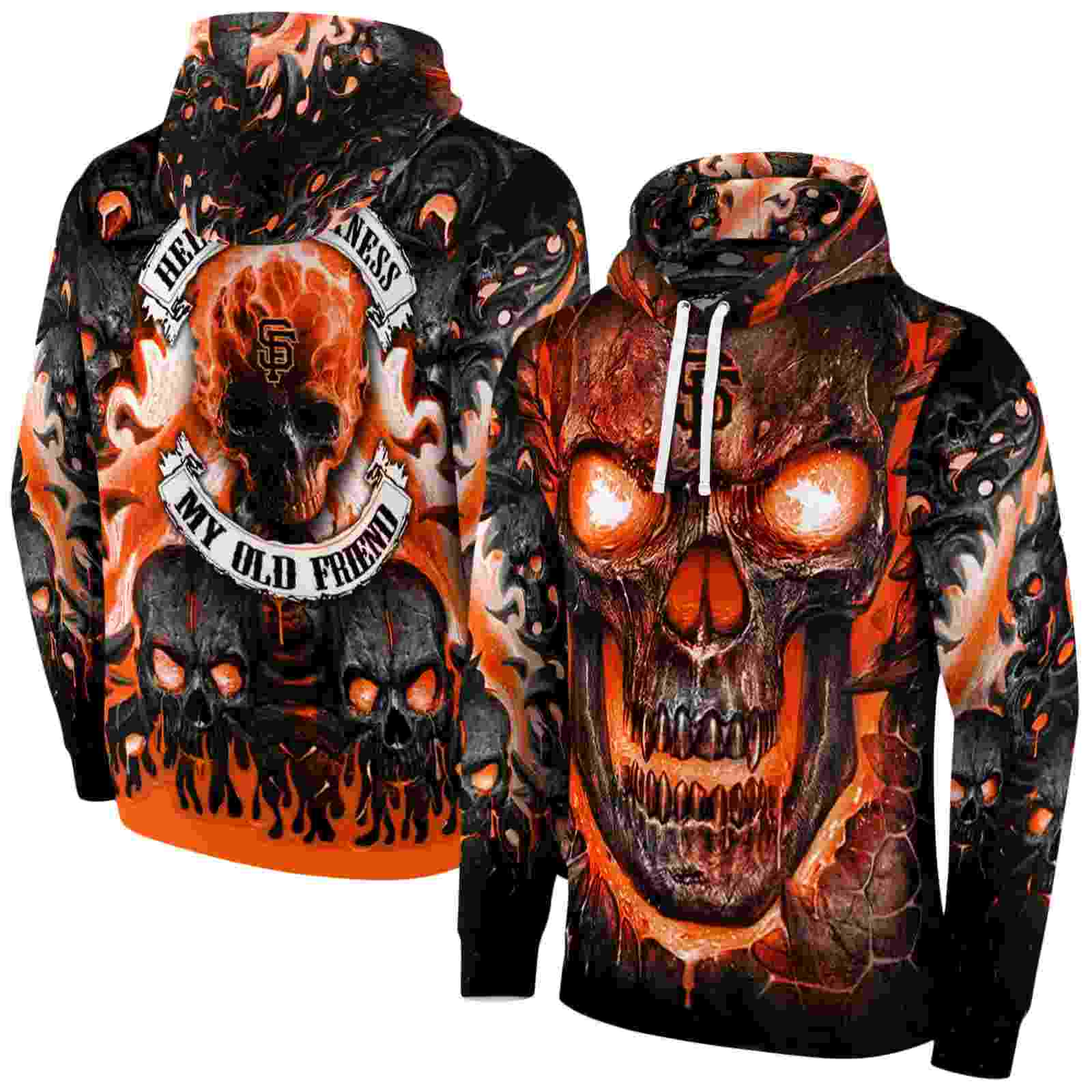 san francisco giants demonic skull orange black hoodie fashion forward