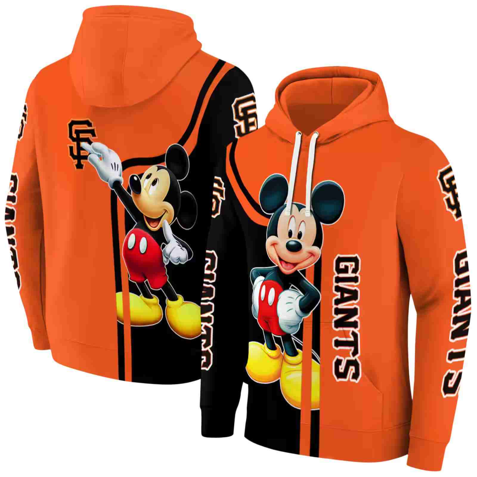 san francisco giants mickey mouse orange black hoodie fashion forward