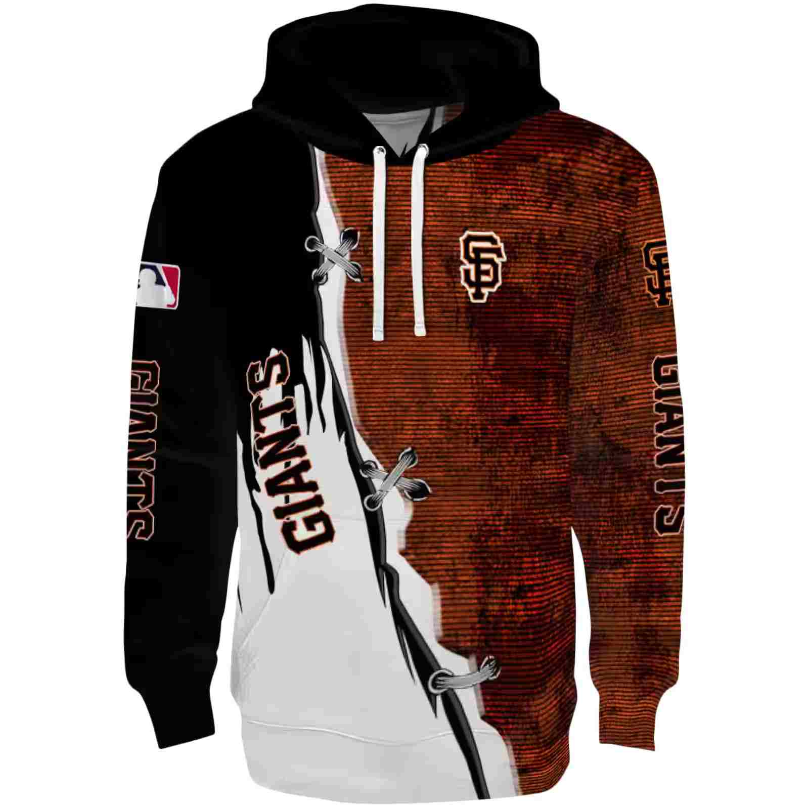 San Francisco Giants Ripped Pattern Orange Black White Hoodie