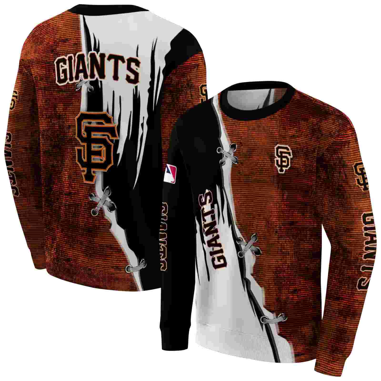 san francisco giants ripped pattern orange black white hoodie premium grade