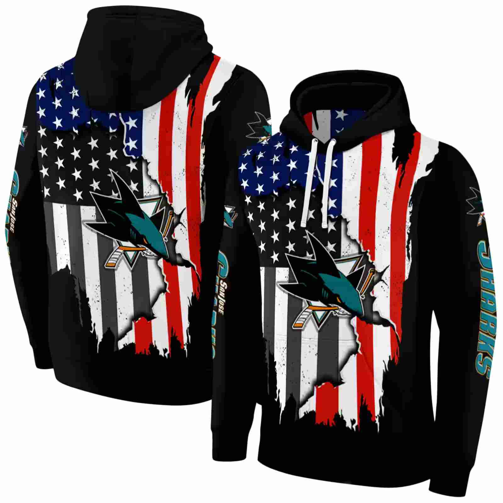 san jose sharks american pride black hoodie fashion forward