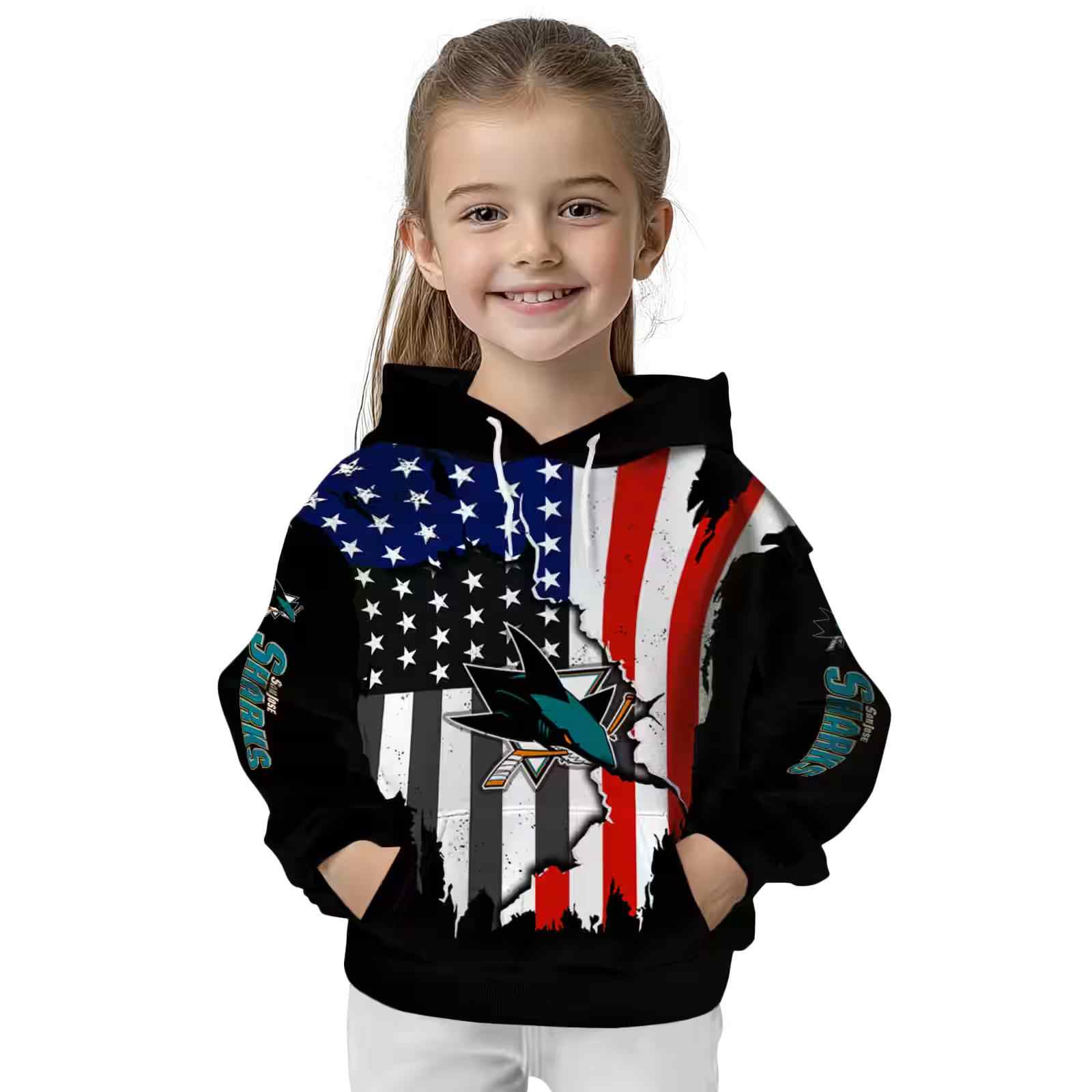 san jose sharks american pride black hoodie top rated