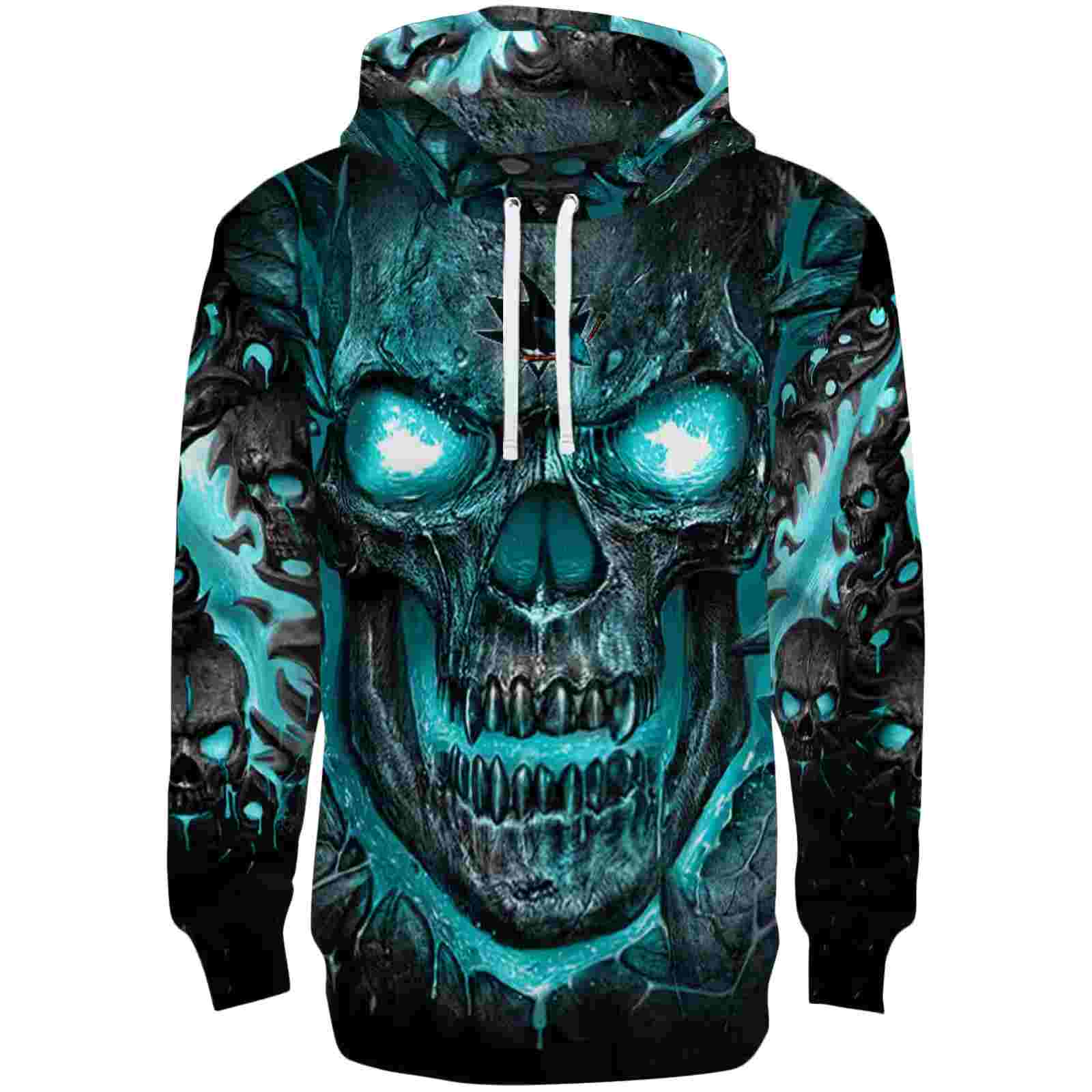 San Jose Sharks Demonic Skull Teal Black Hoodie