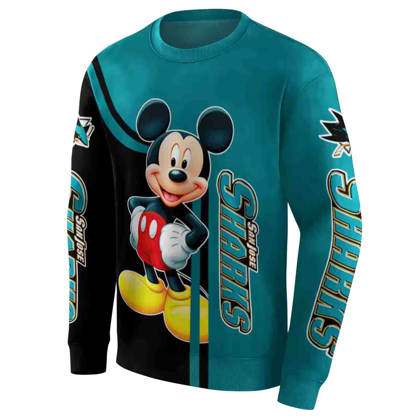 san jose sharks mickey mouse teal black hoodie new arrival