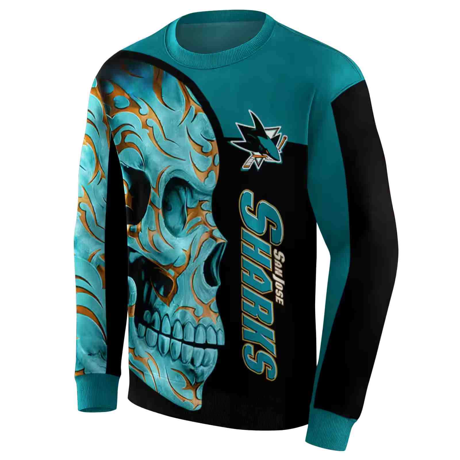 san jose sharks skull motif teal black hoodie new arrival