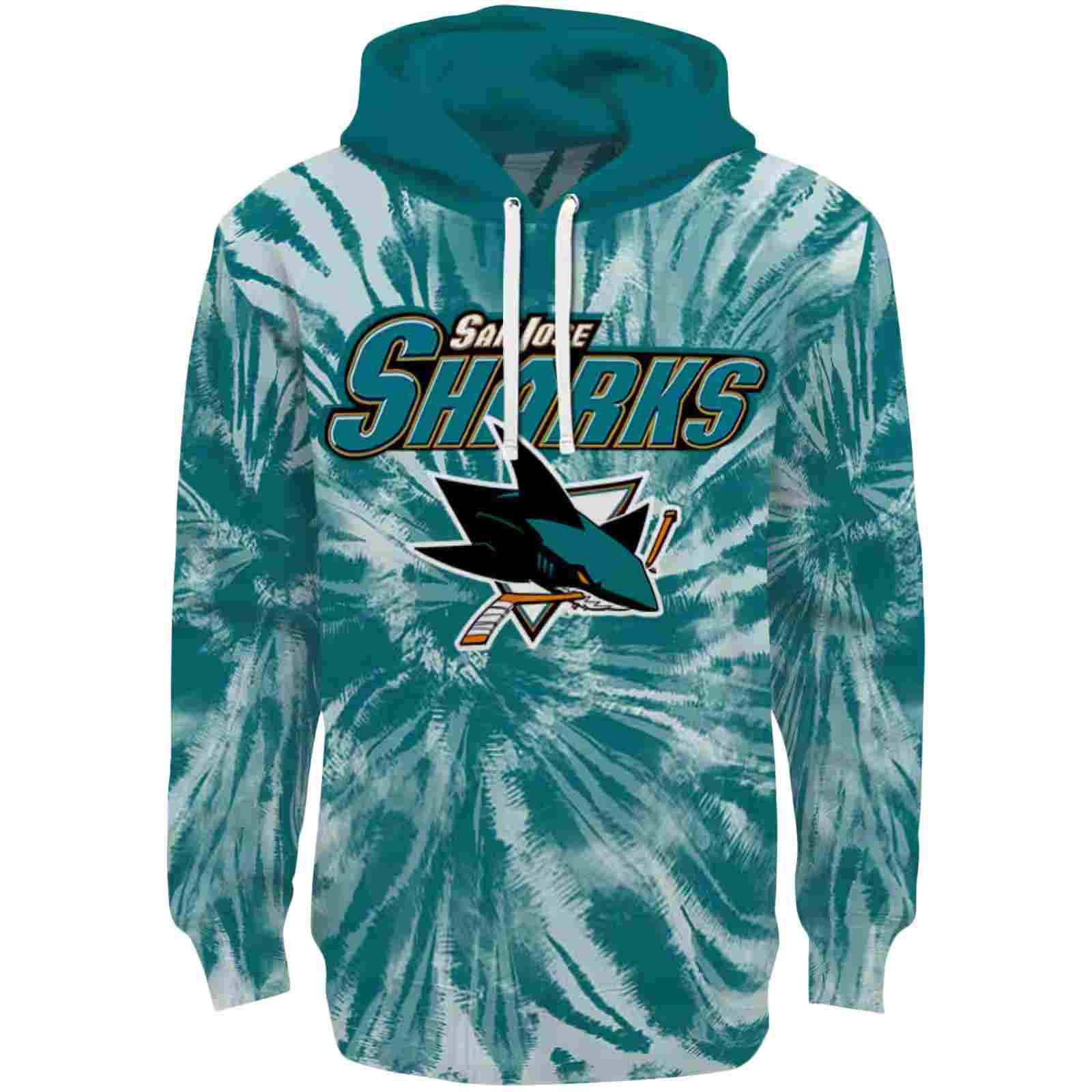 San Jose Sharks Tie Dye Pattern Teal Hoodie