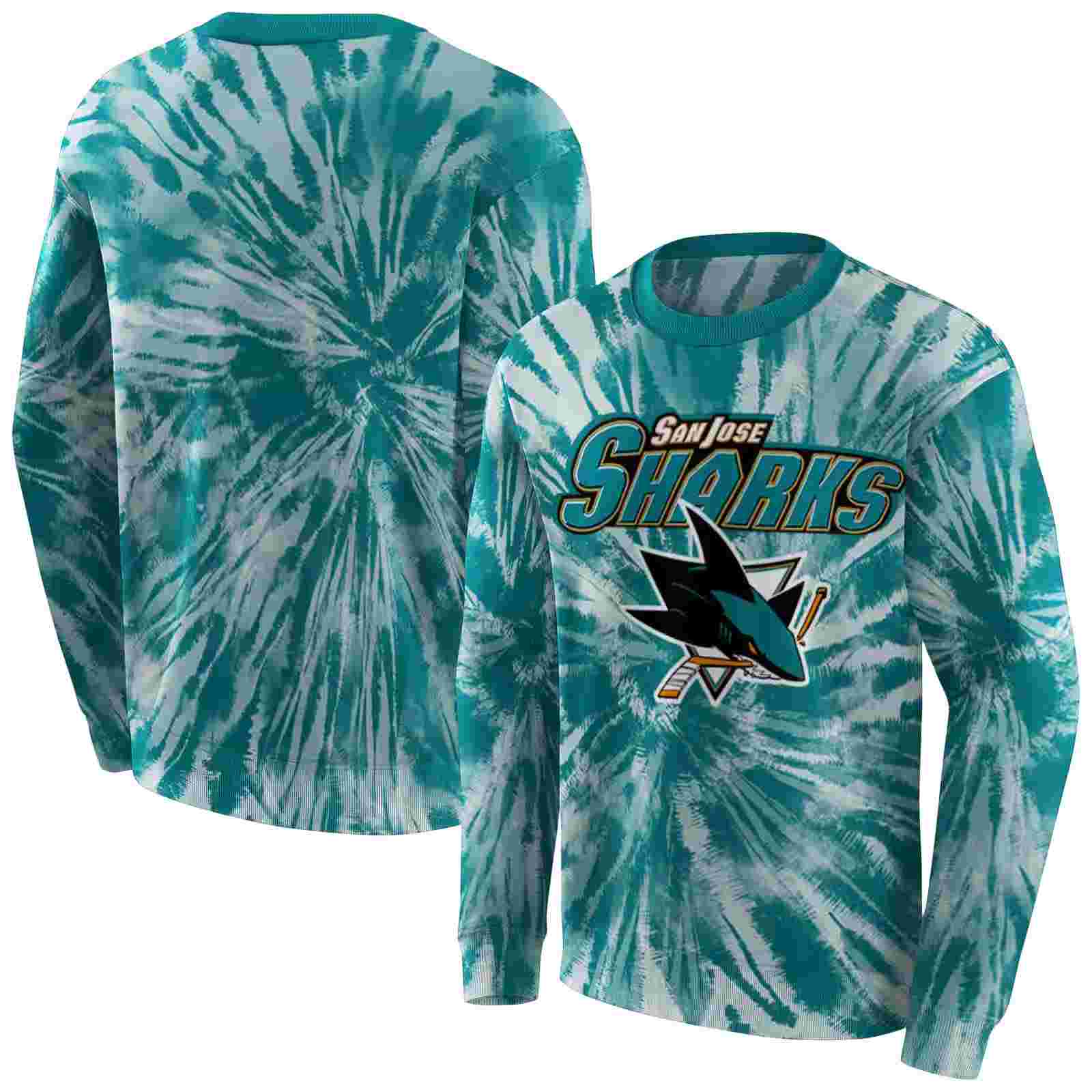 san jose sharks tie dye pattern teal hoodie premium grade