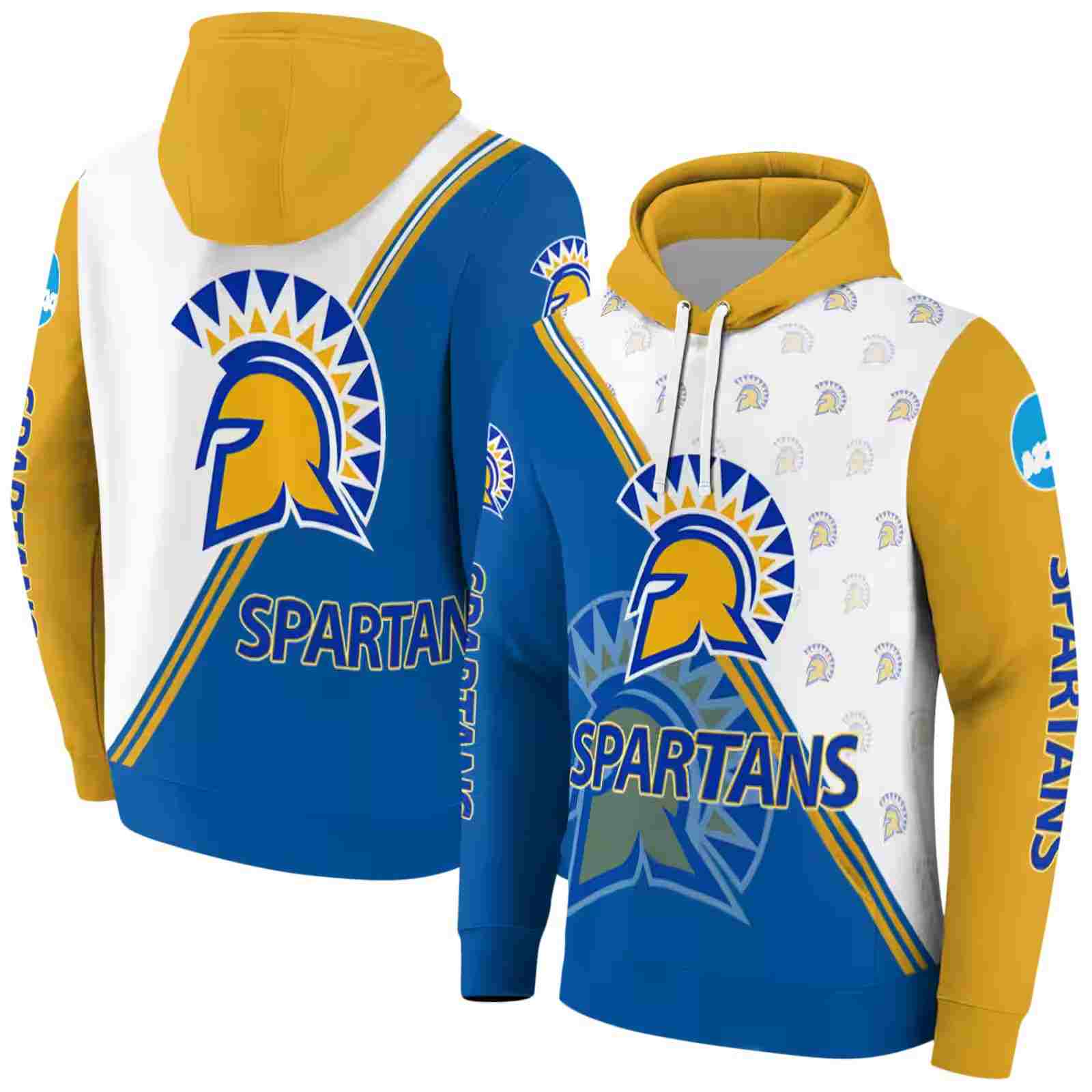 san jose state spartans diagonal stripe blue white hoodie fashion forward