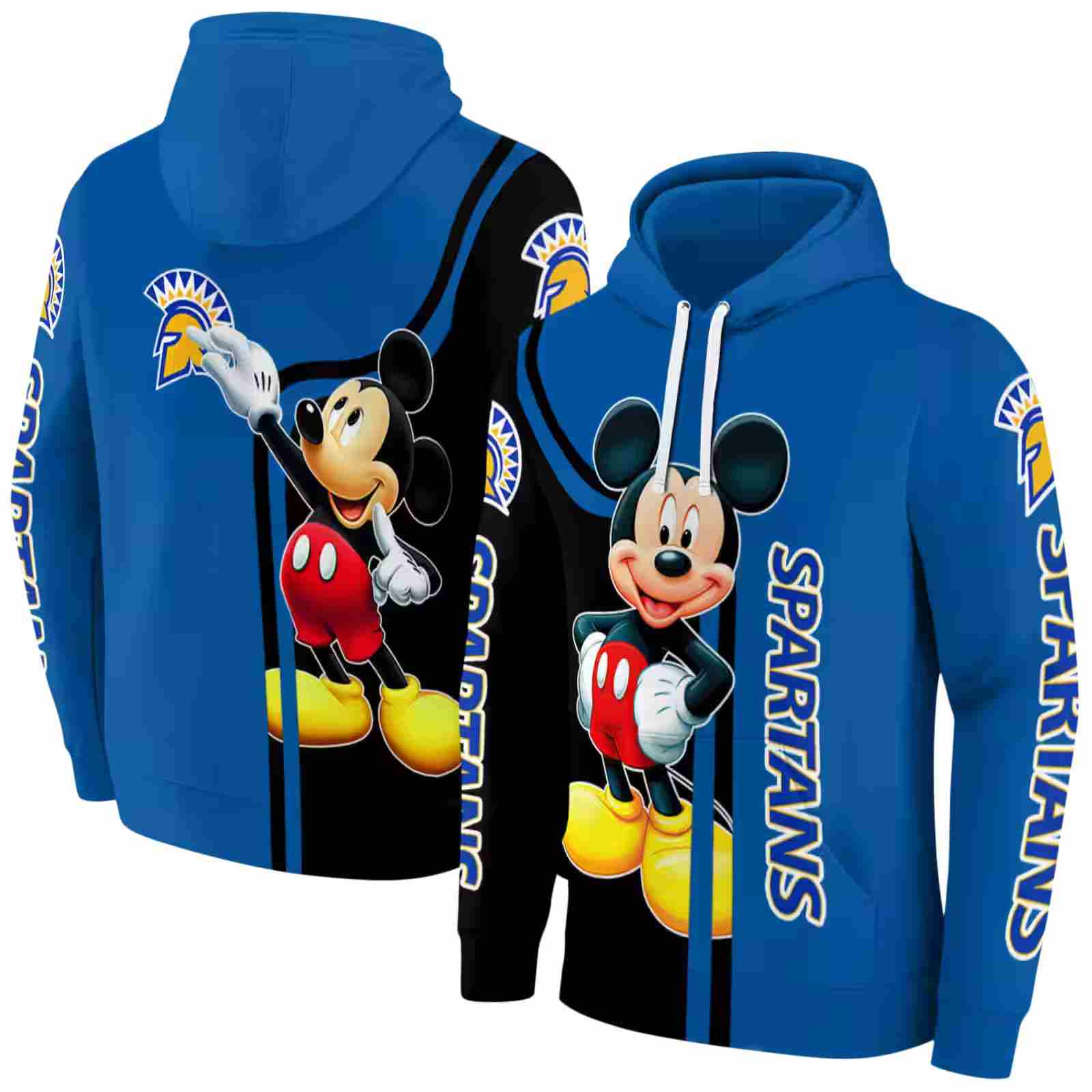 san jose state spartans mickey mouse blue black hoodie fashion forward