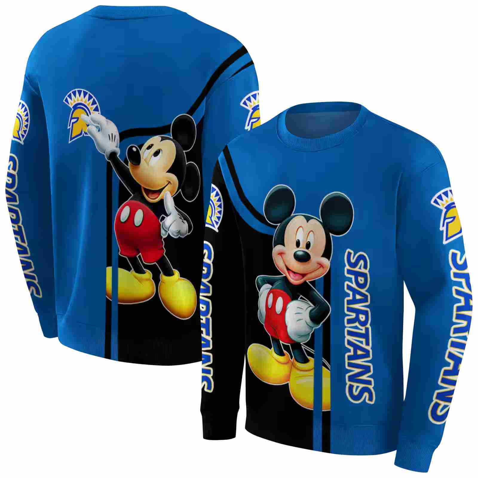 san jose state spartans mickey mouse blue black hoodie premium grade