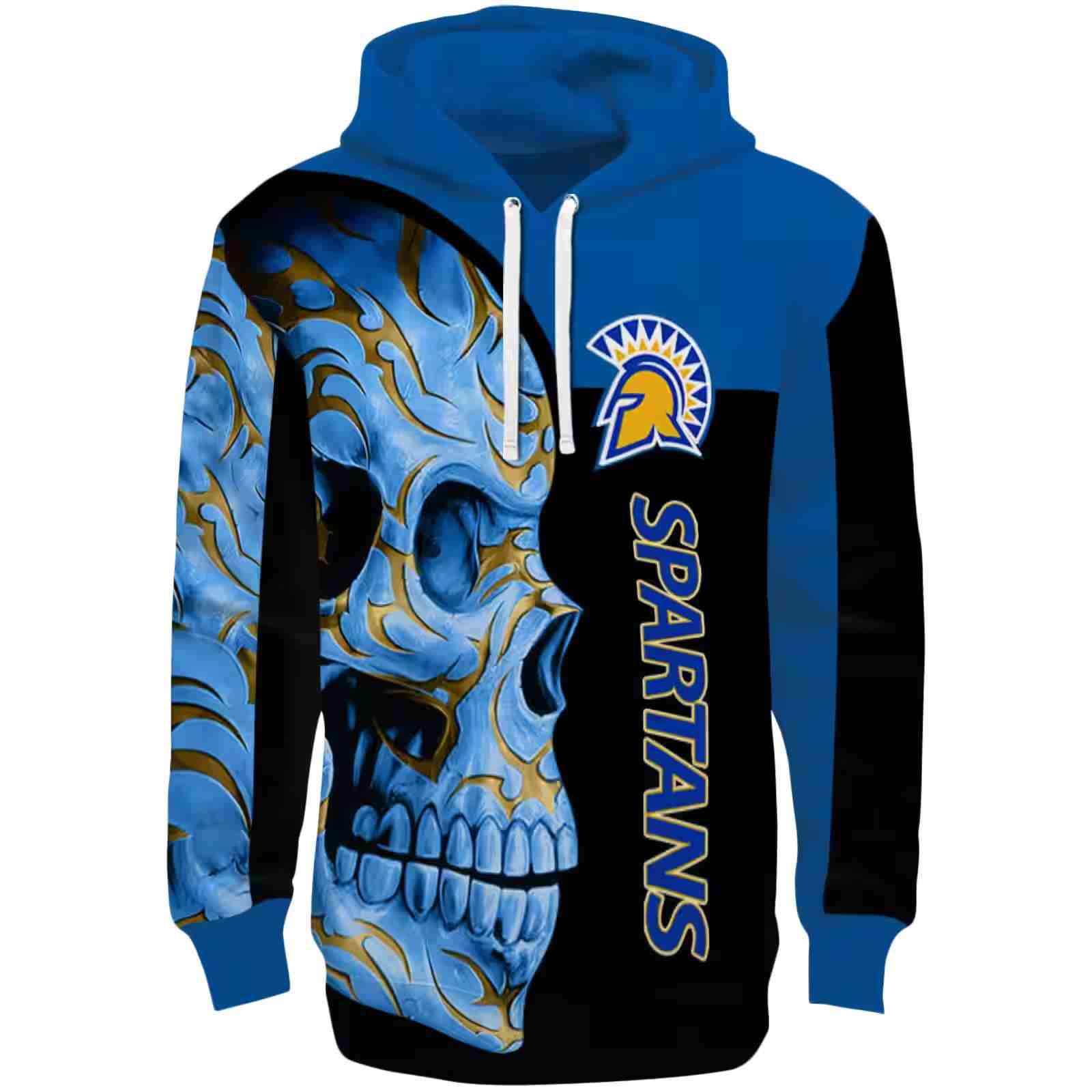 San Jose State Spartans Skull Motif Blue Black Hoodie