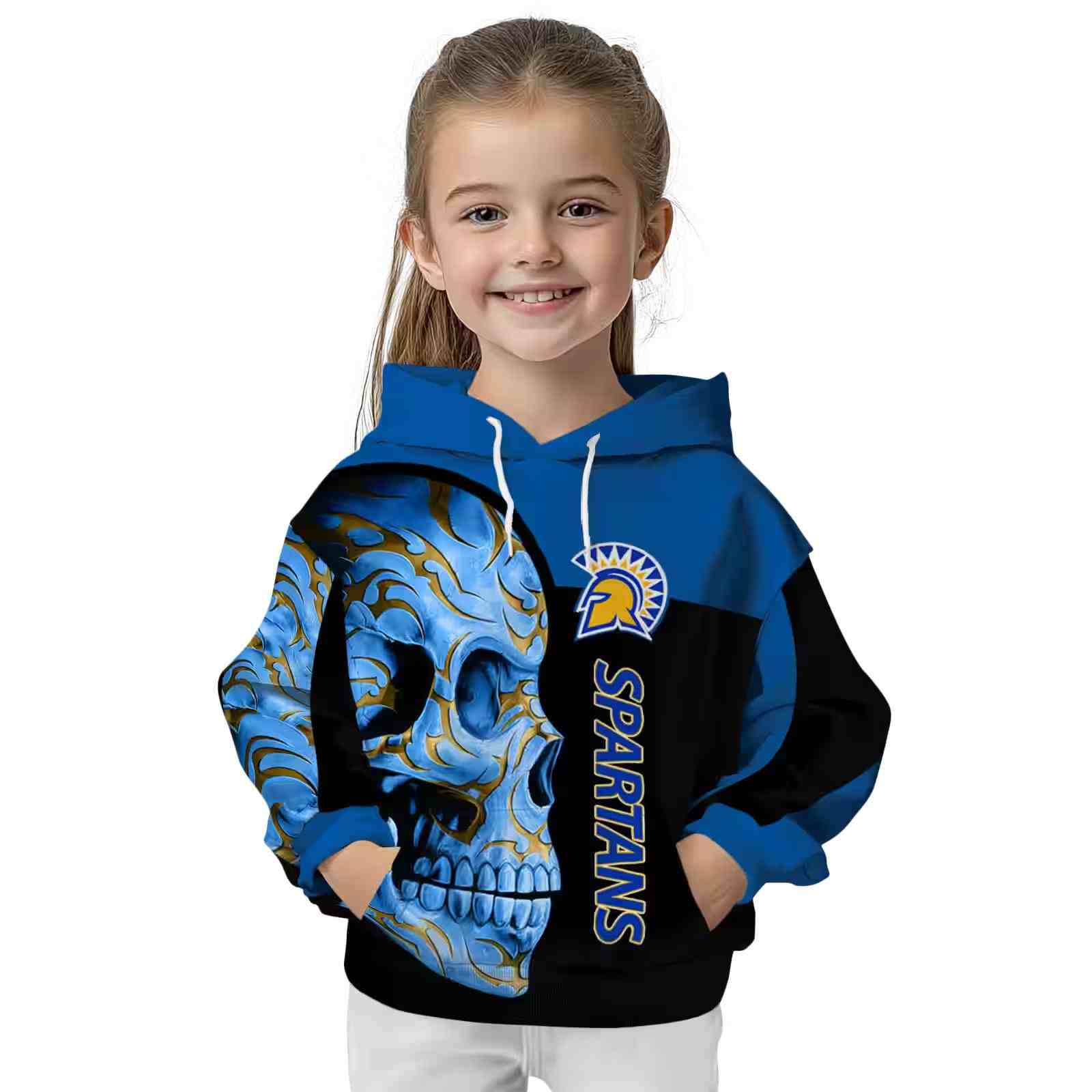 san jose state spartans skull motif blue black hoodie top rated