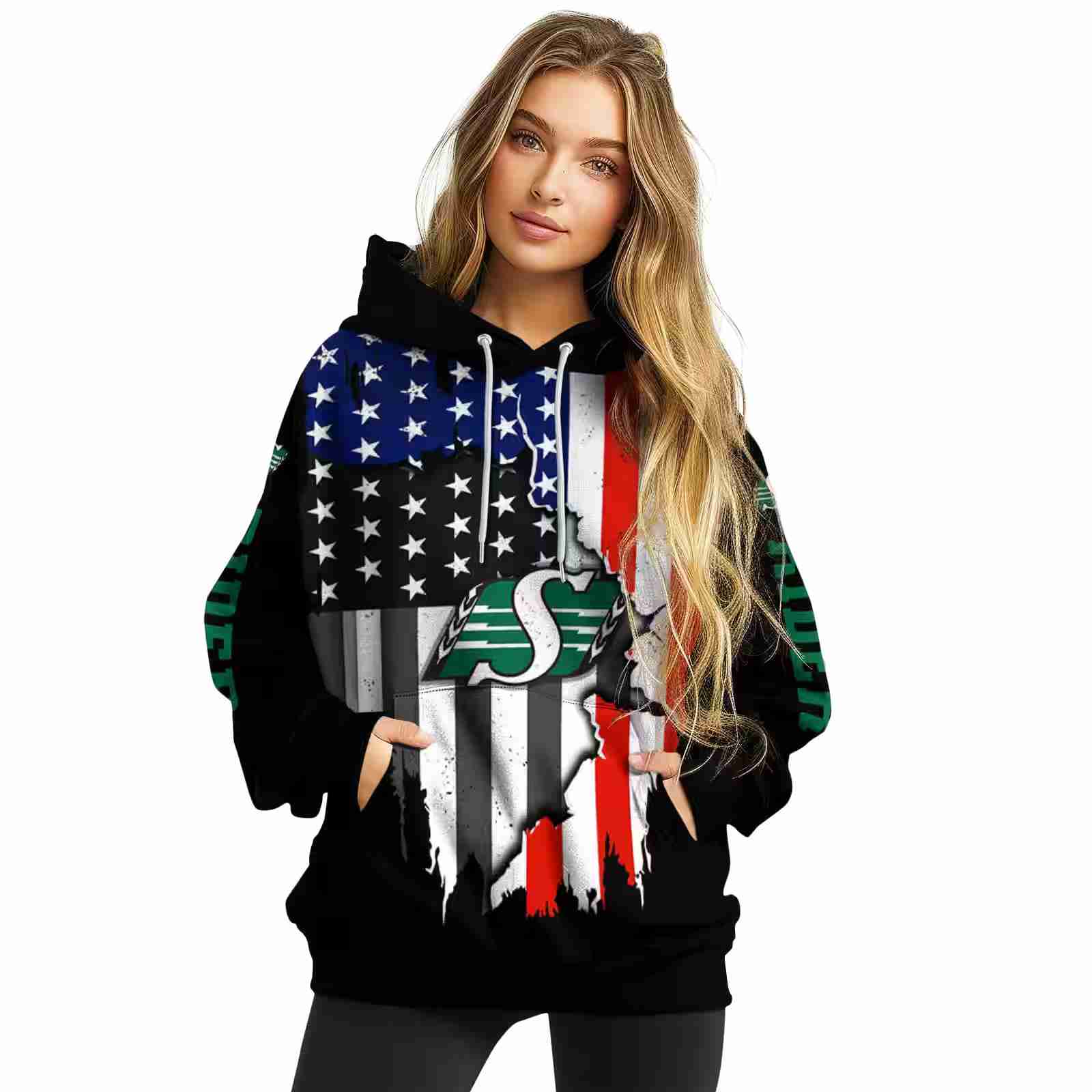 saskatchewan roughriders american pride black hoodie high quality