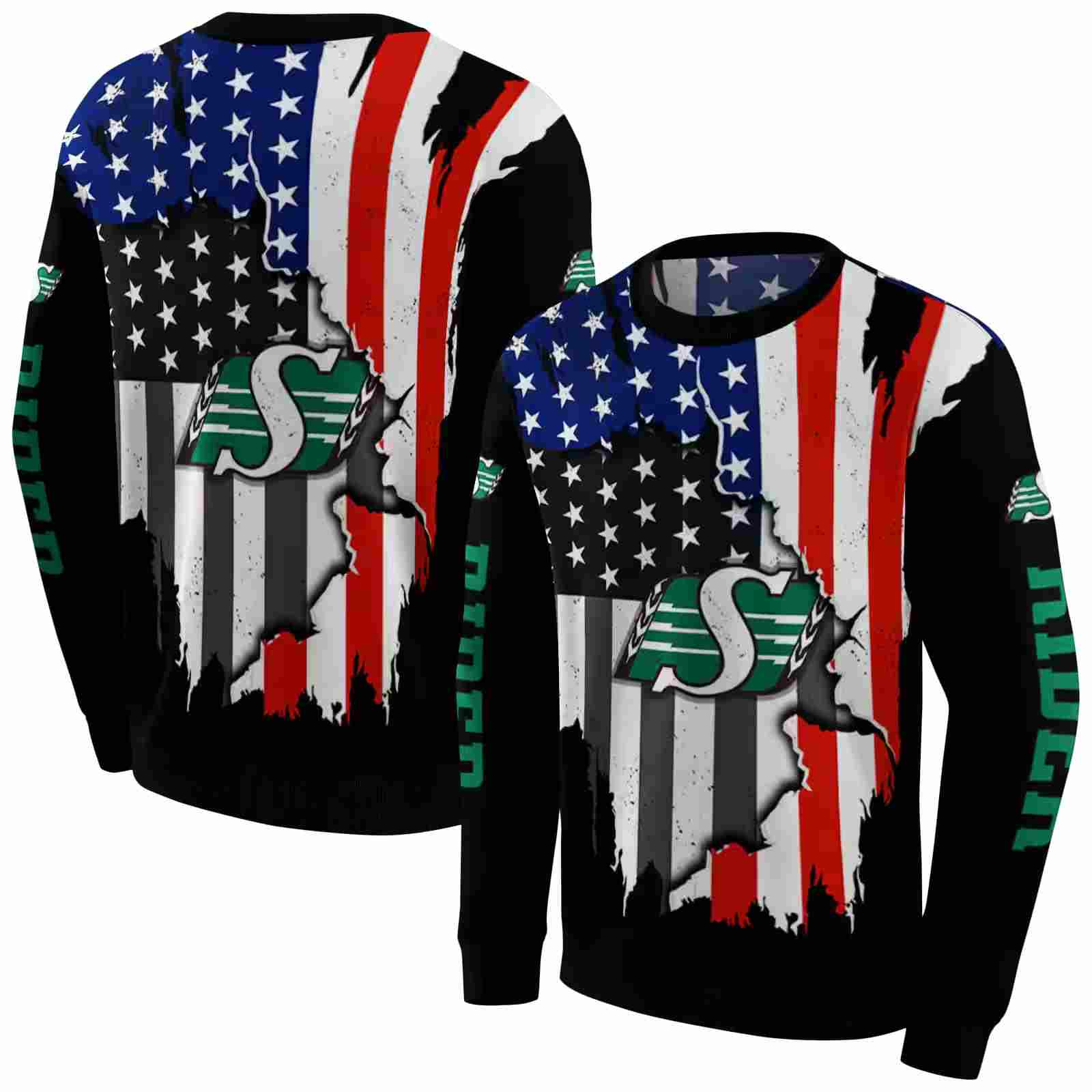 saskatchewan roughriders american pride black hoodie premium grade