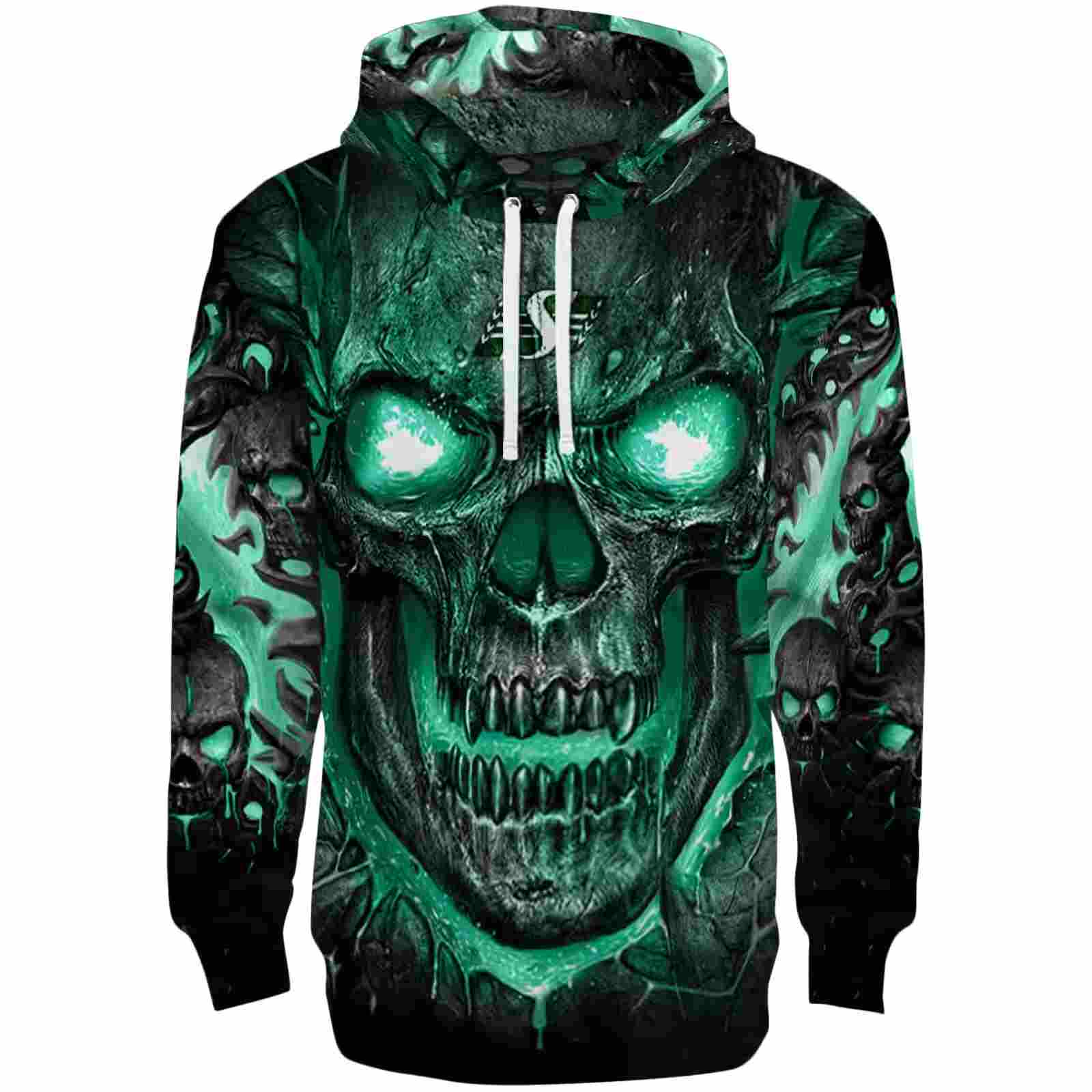 Saskatchewan Roughriders Demonic Skull Green Black Hoodie