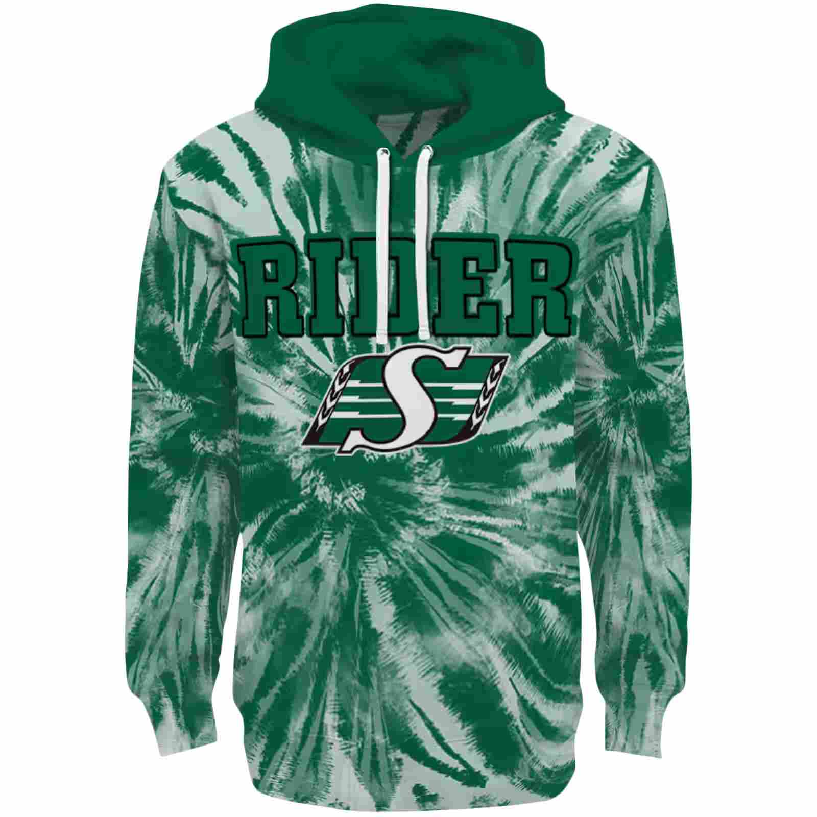Saskatchewan Roughriders Tie Dye Pattern Green Hoodie