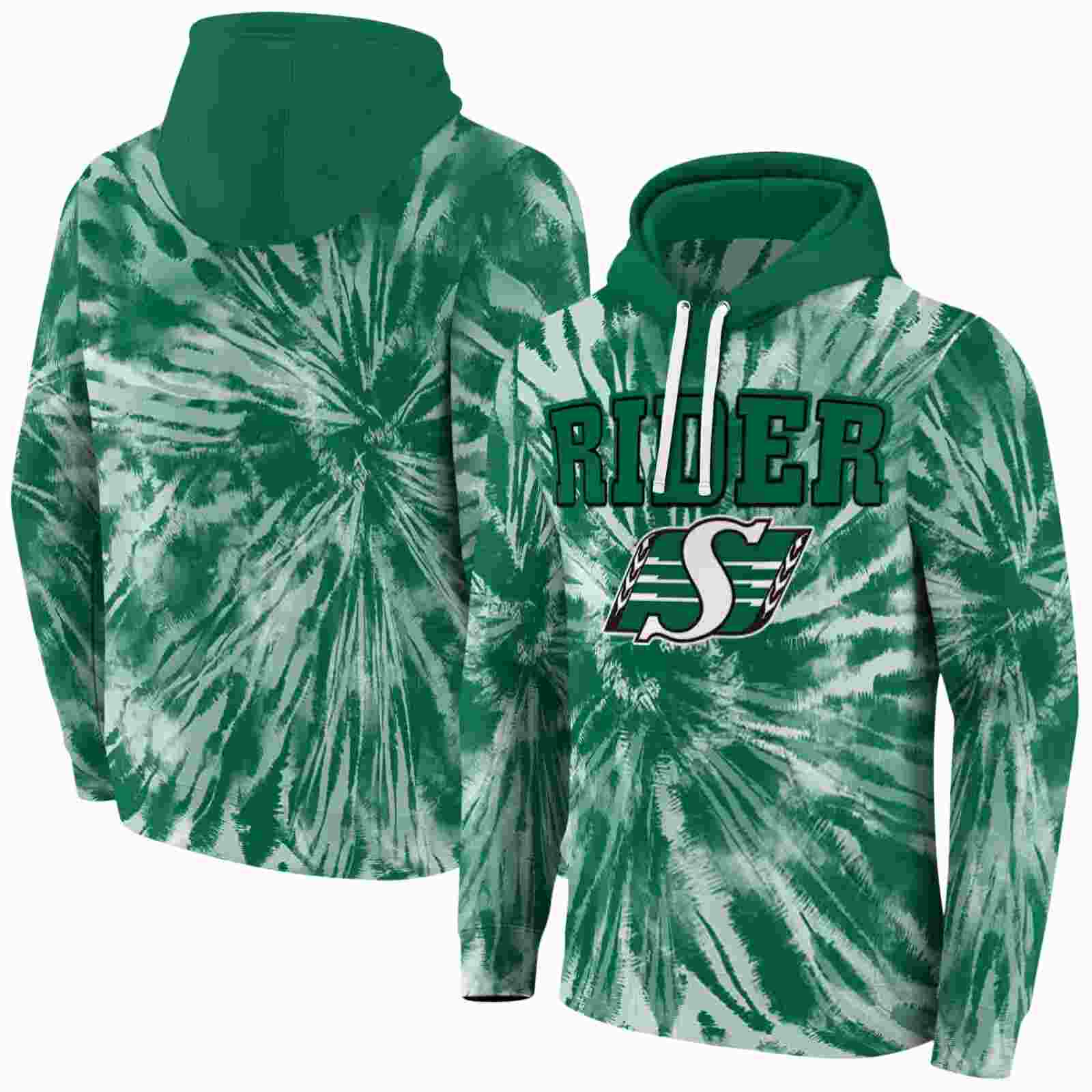saskatchewan roughriders tie dye pattern green hoodie fashion forward