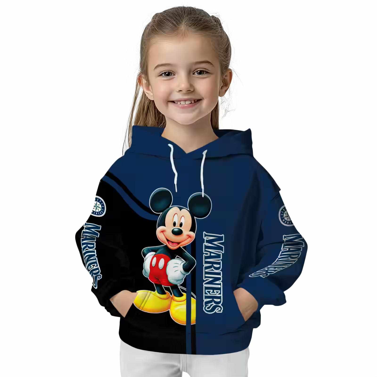 seattle mariners mickey mouse navy blue black hoodie top rated