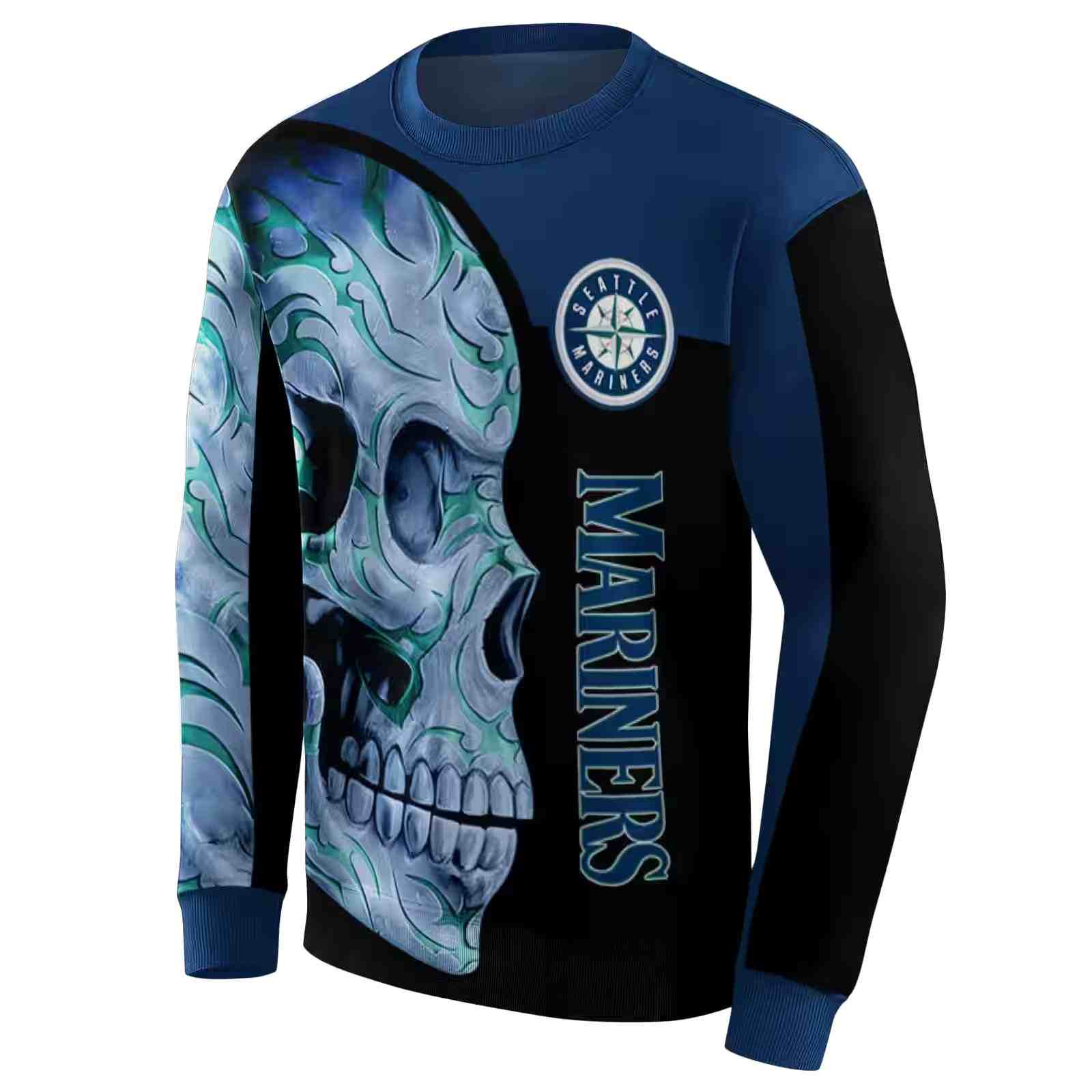 seattle mariners skull motif navy blue black hoodie new arrival