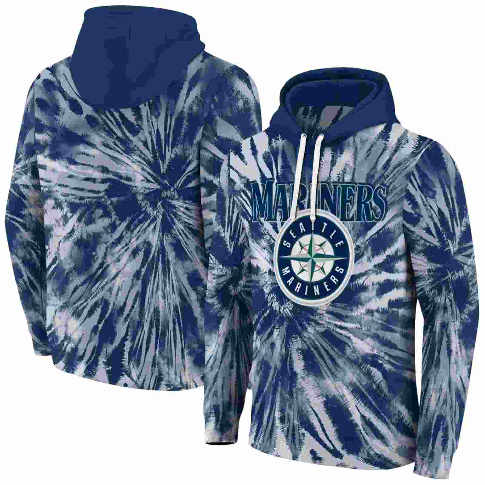 seattle mariners tie dye pattern navy blue hoodie fashion forward