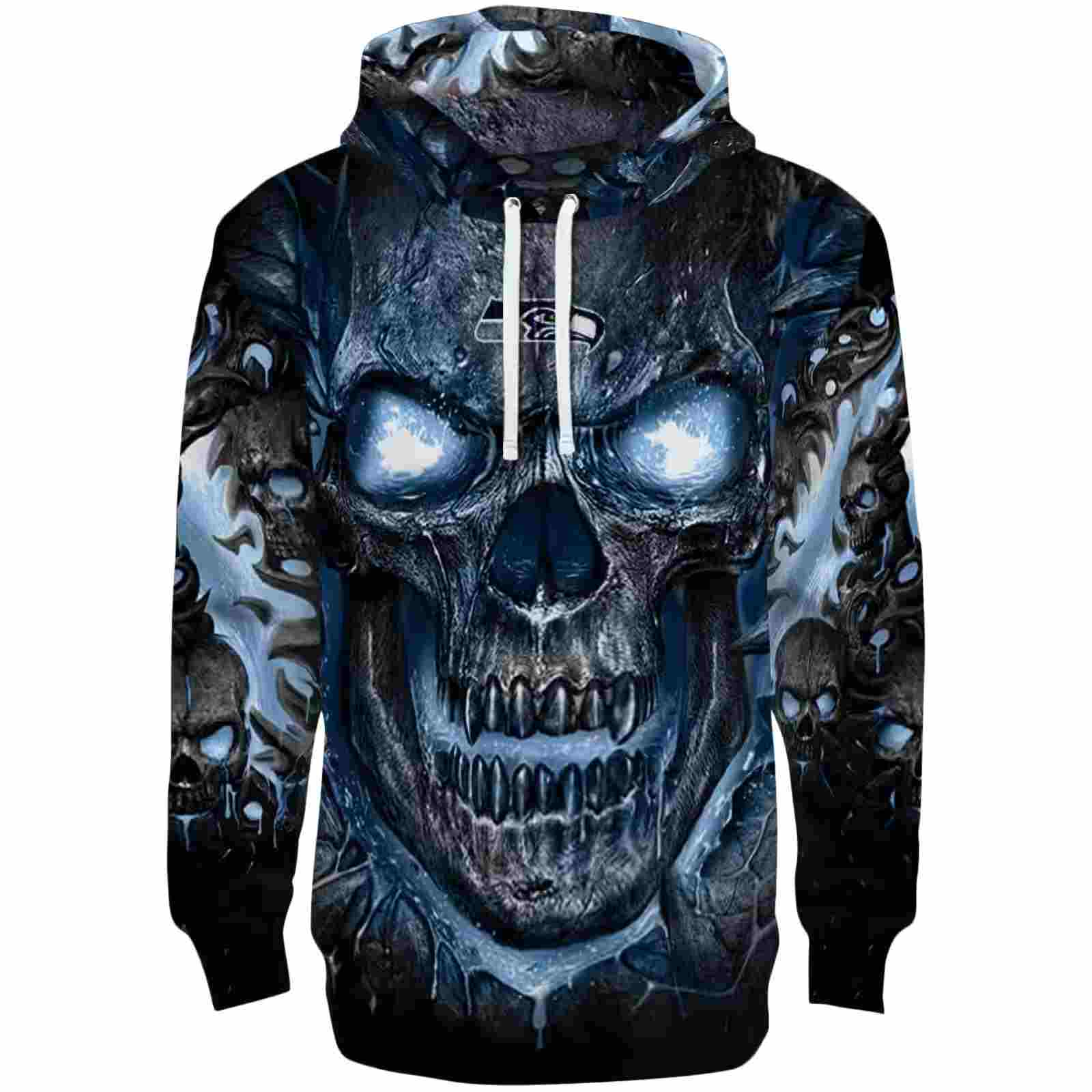 Seattle Seahawks Demonic Skull Blue Black Hoodie