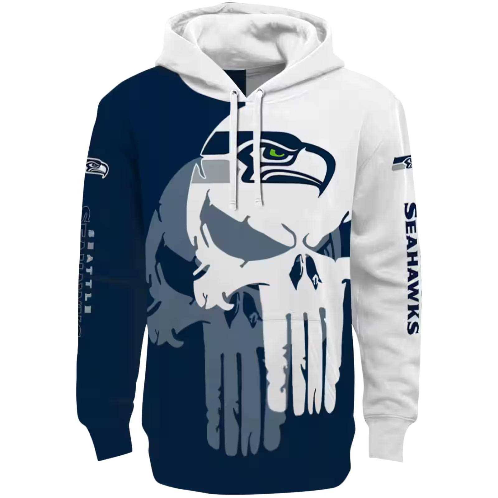 Seattle Seahawks Graphic Punisher Blue White Hoodie