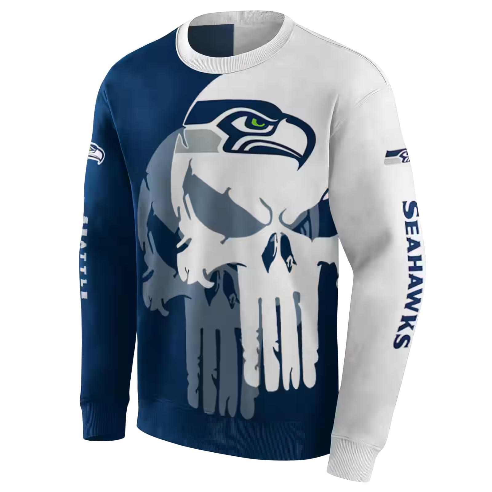 seattle seahawks graphic punisher blue white hoodie new arrival