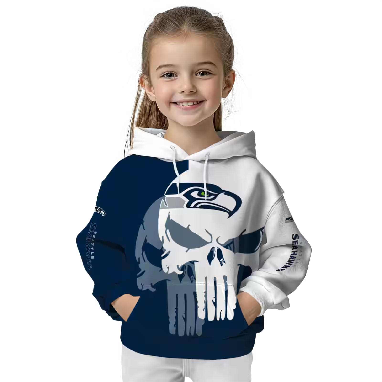 seattle seahawks graphic punisher blue white hoodie top rated