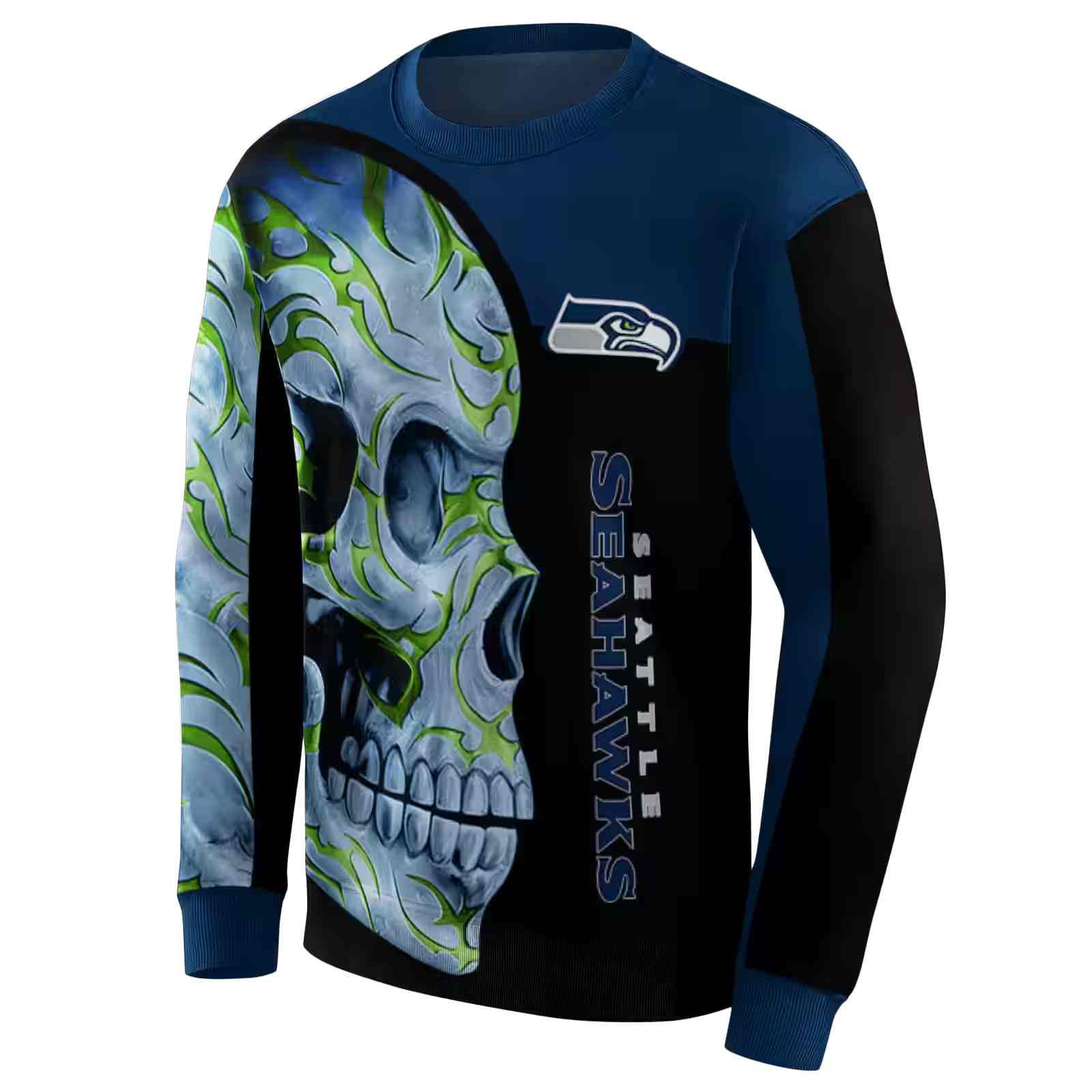 seattle seahawks skull motif blue black hoodie new arrival