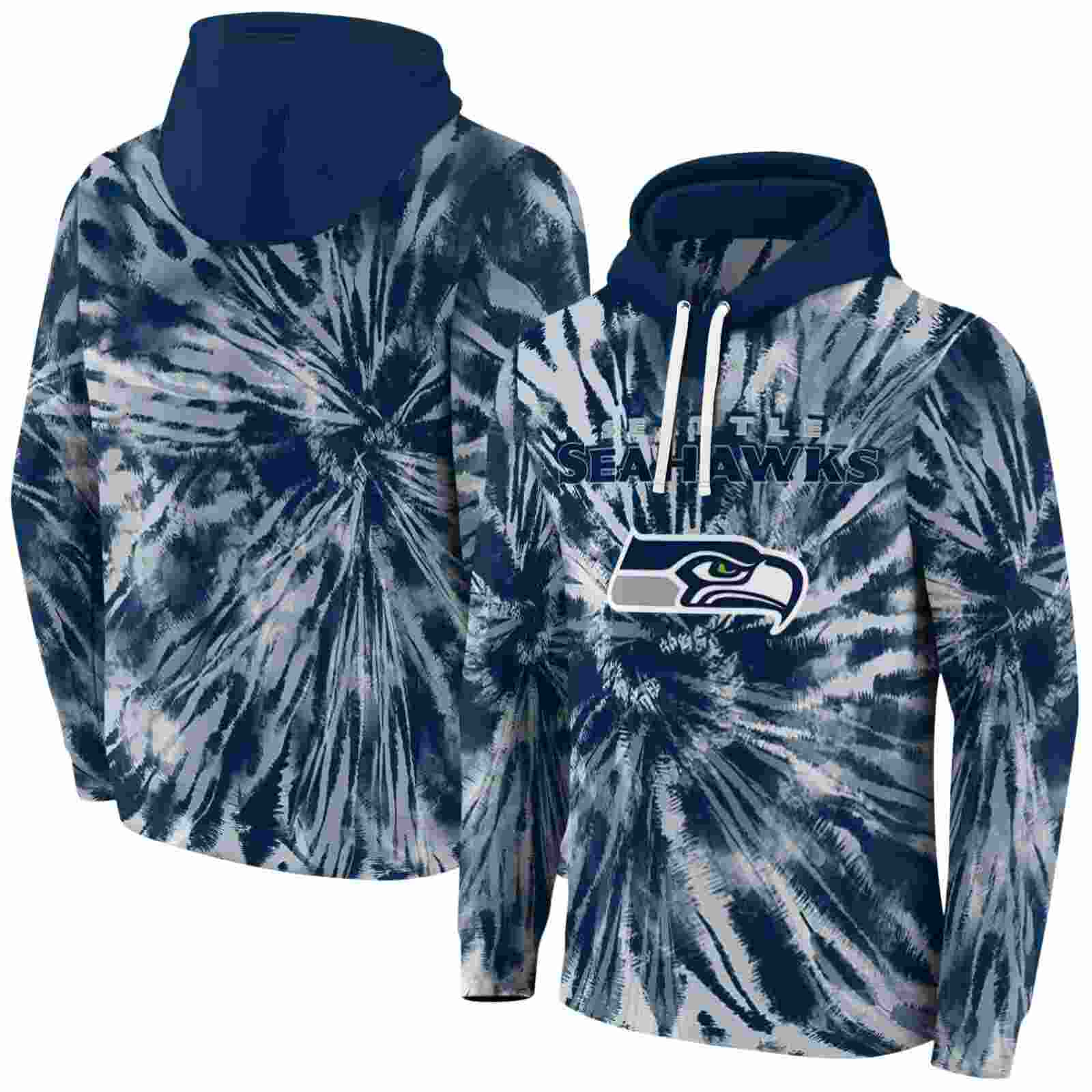 seattle seahawks tie dye pattern blue hoodie fashion forward