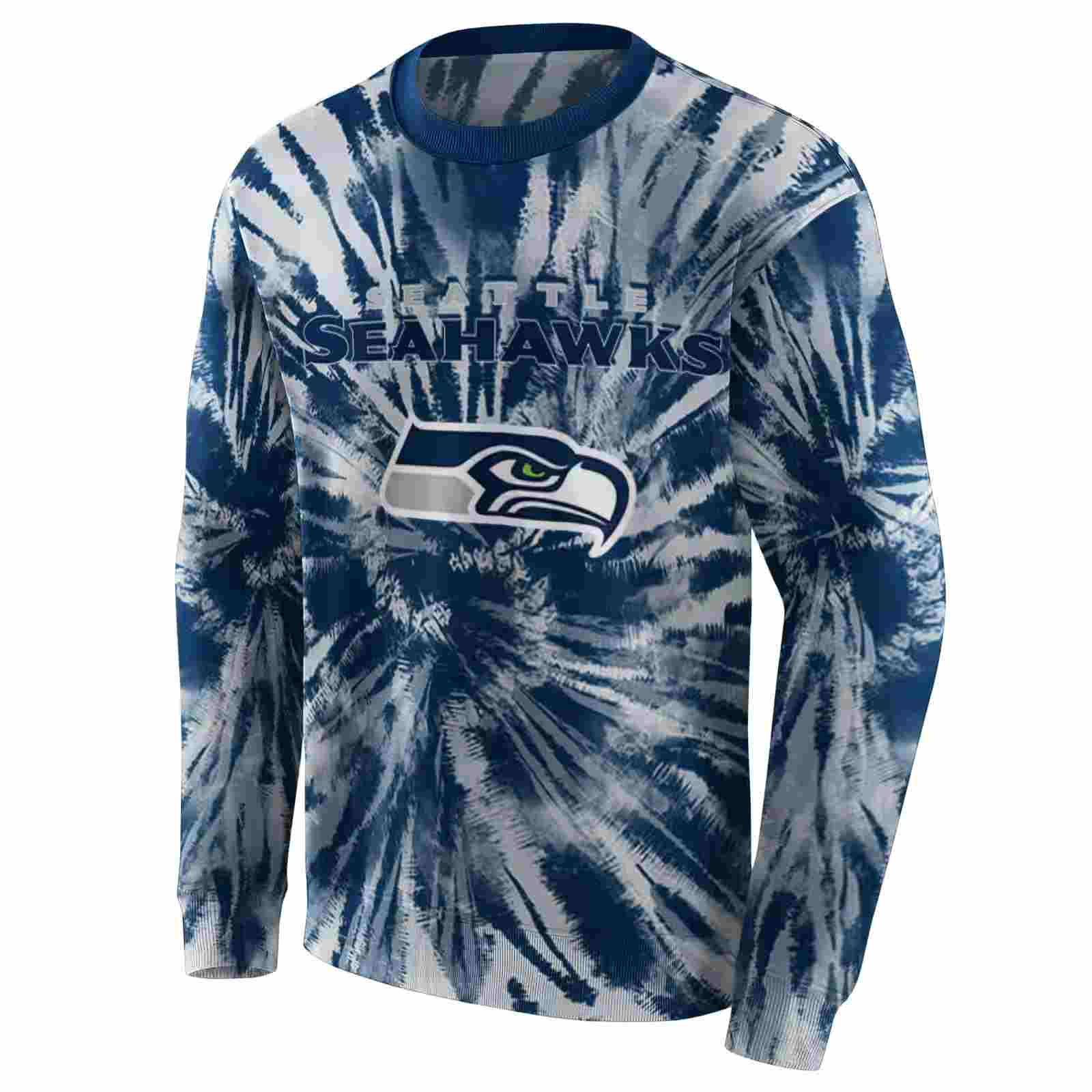 seattle seahawks tie dye pattern blue hoodie new arrival