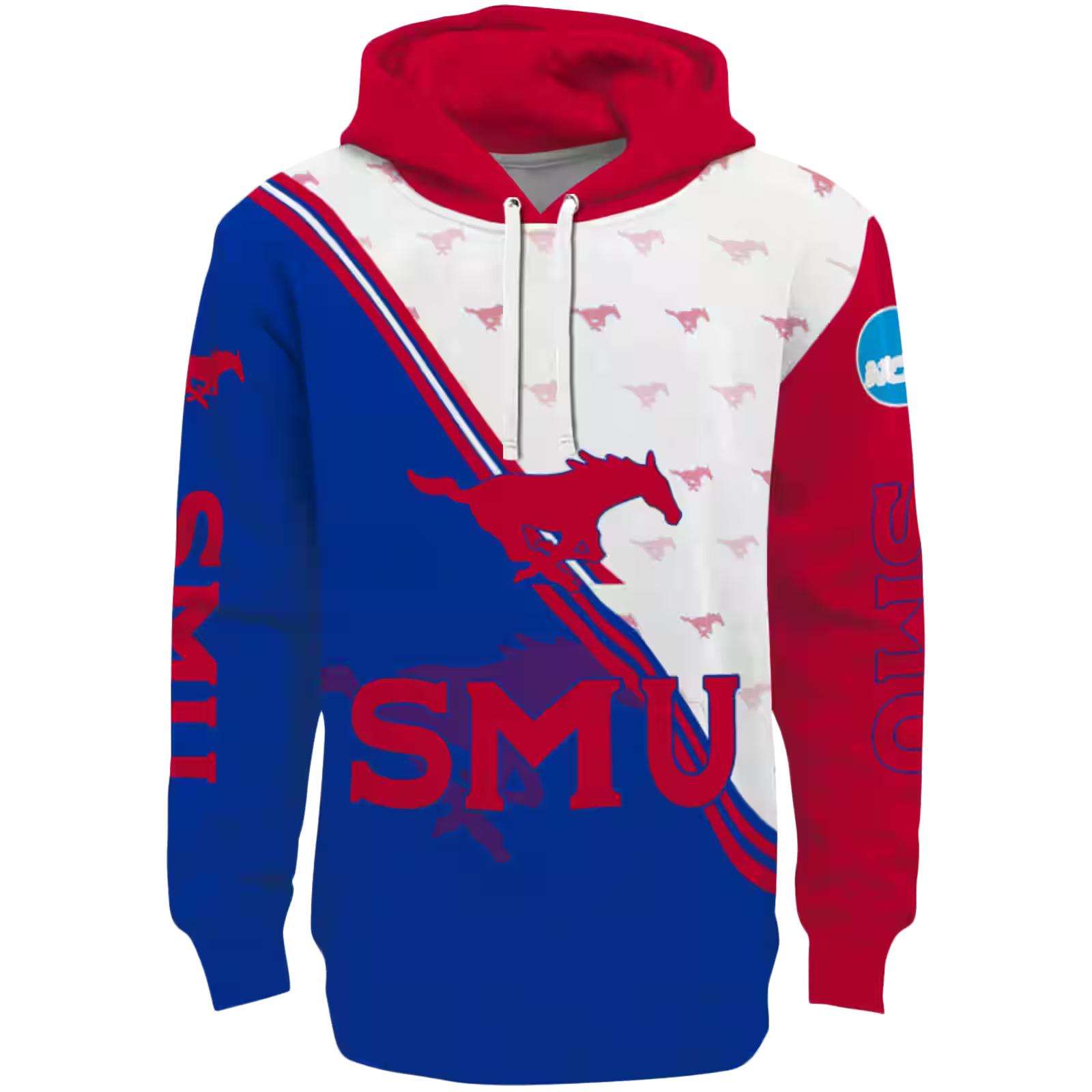 SMU Mustangs Diagonal Stripe Blue White Hoodie