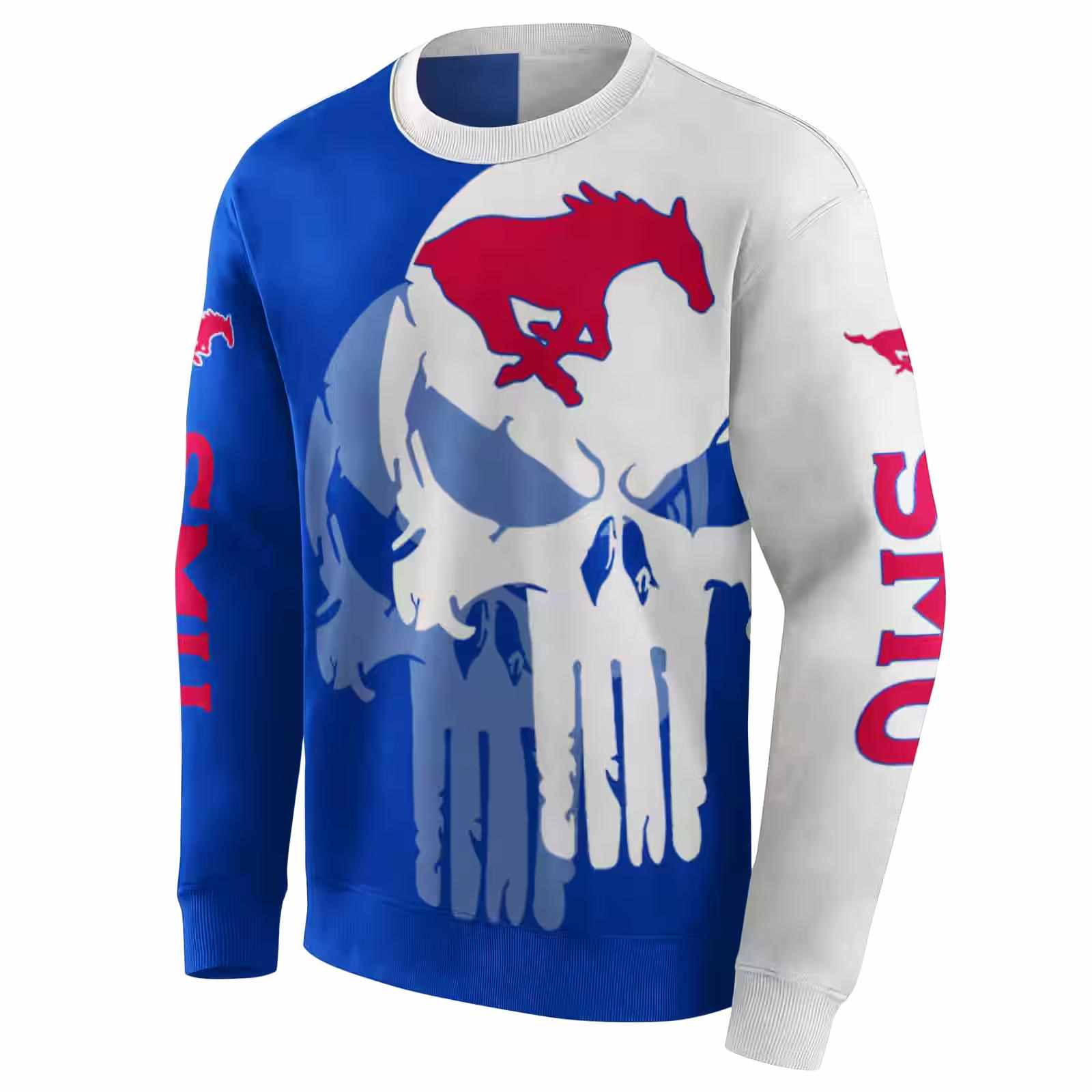 smu mustangs graphic punisher blue white hoodie new arrival