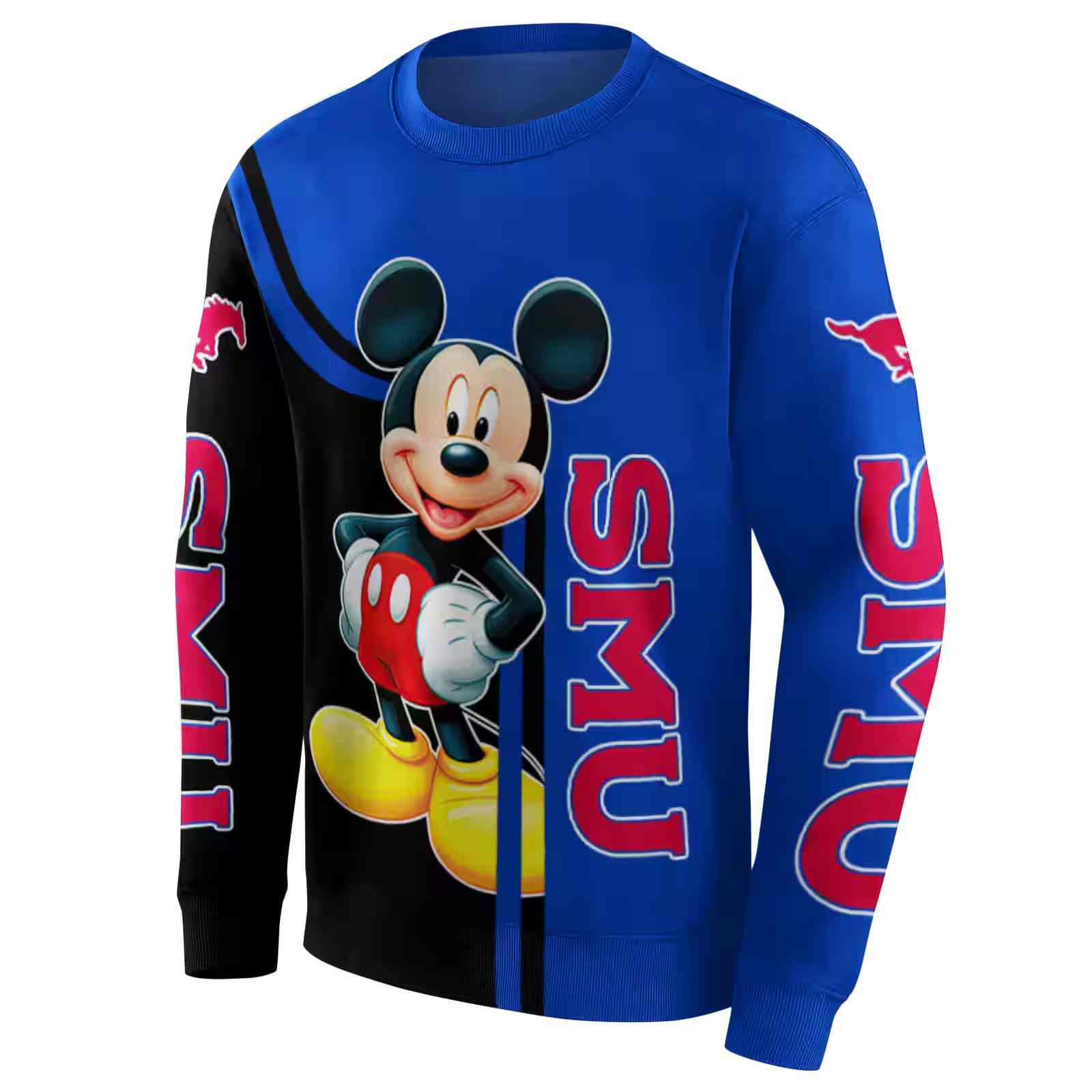 smu mustangs mickey mouse blue black hoodie new arrival