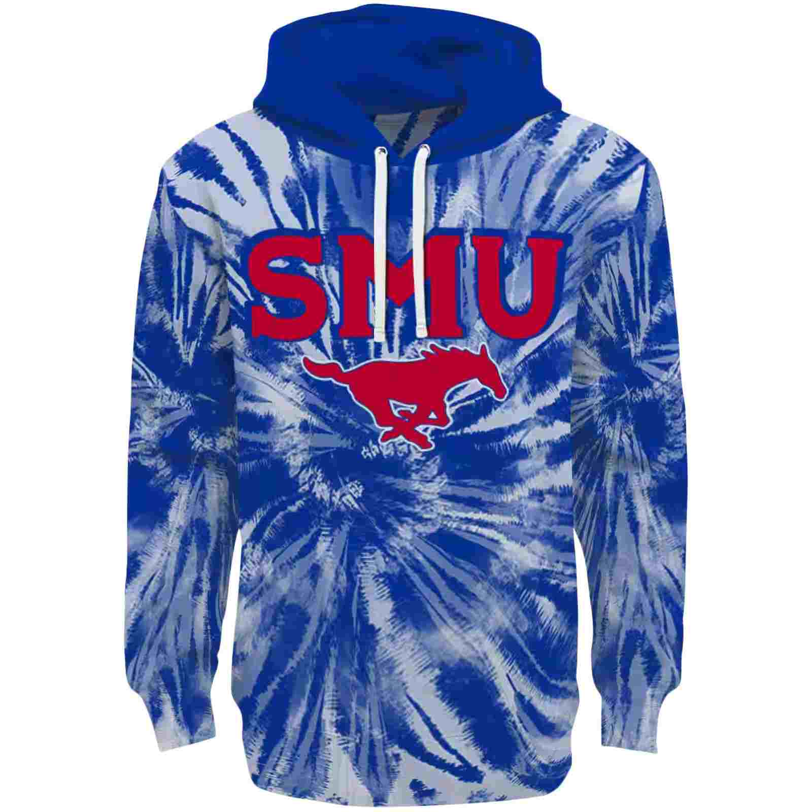 SMU Mustangs Tie Dye Pattern Blue Hoodie